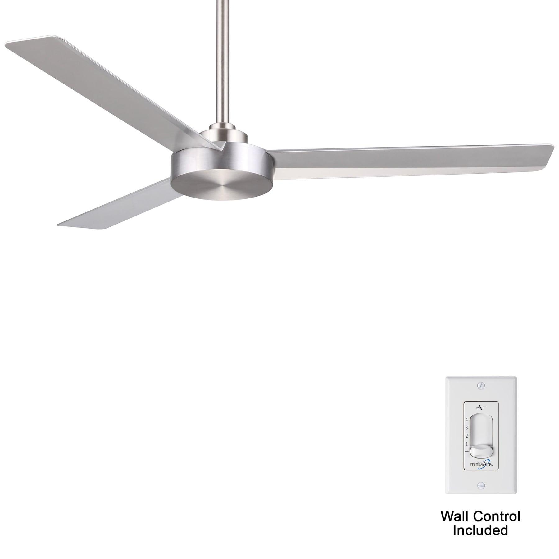 52" Minka Aire Modern 3 Blade Indoor Ceiling Fan Brushed Aluminum Silver for Living Room Kitchen Bedroom Family Dining House Home