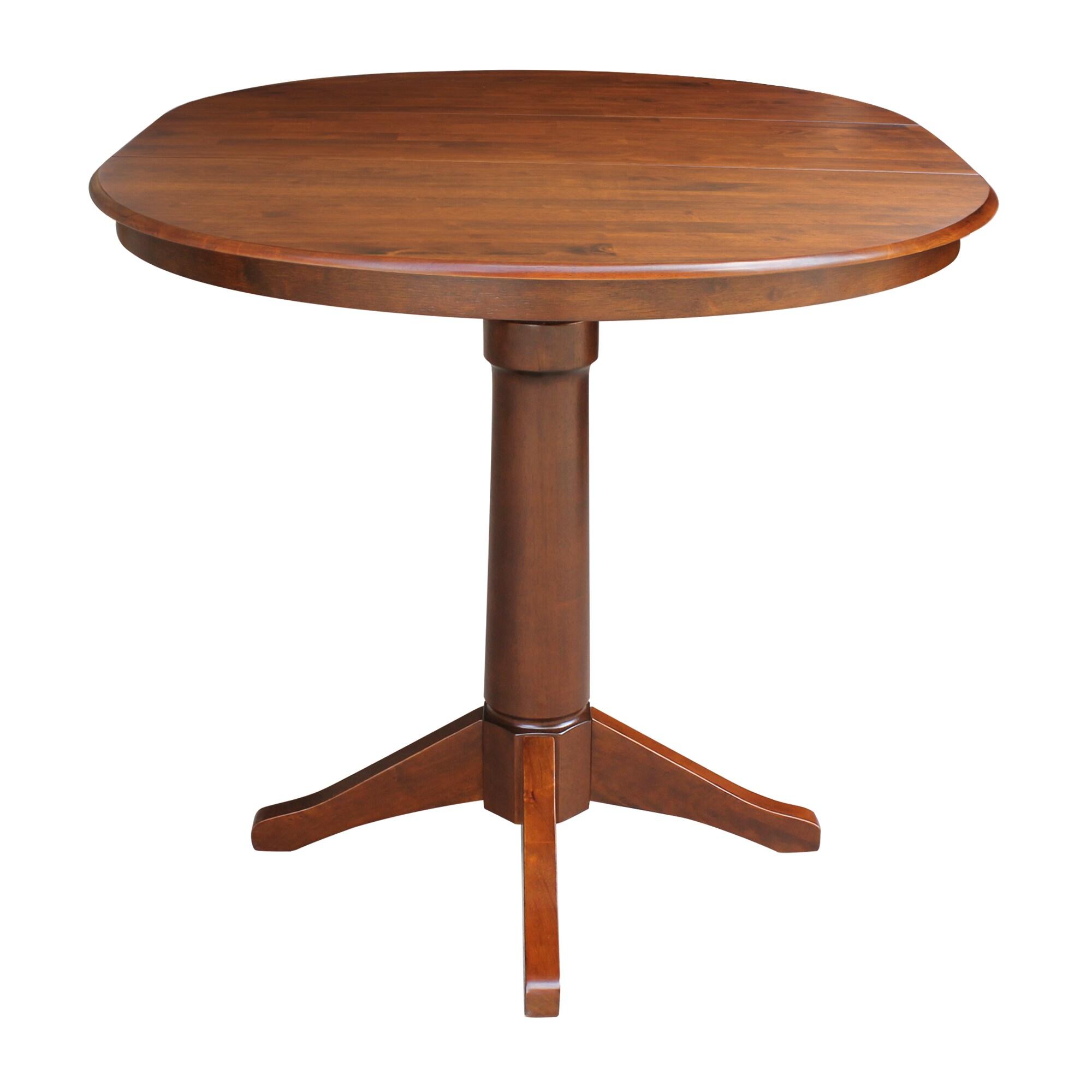 International Concepts 36" Magnolia Round Top Counter Height Dining Table with 12" Leaf Espresso: Hardwood Pedestal Base, Seats 4