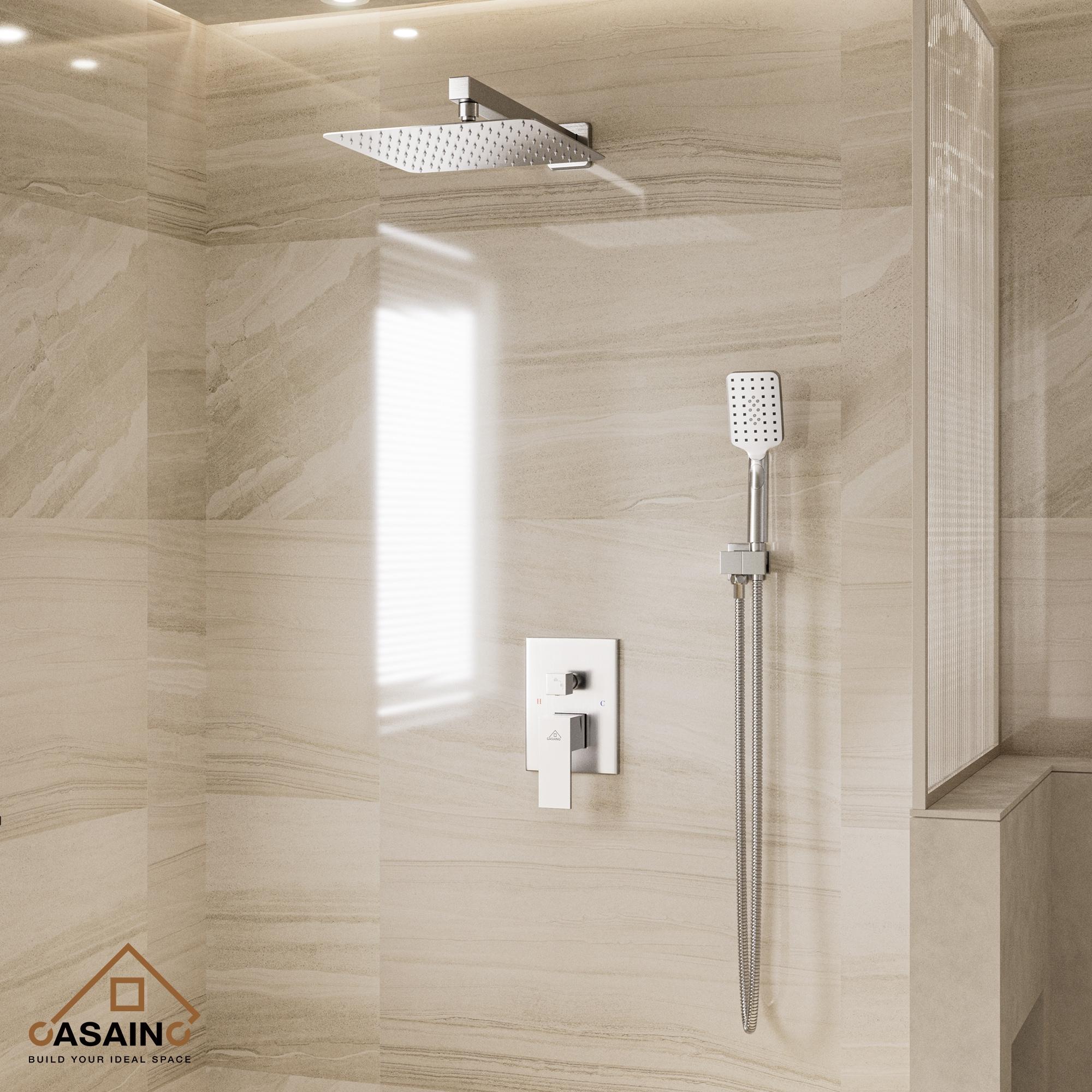 10 inch Wall Mounted Pressure Balanced Complete Shower System With 3 Setting Shower Handheld