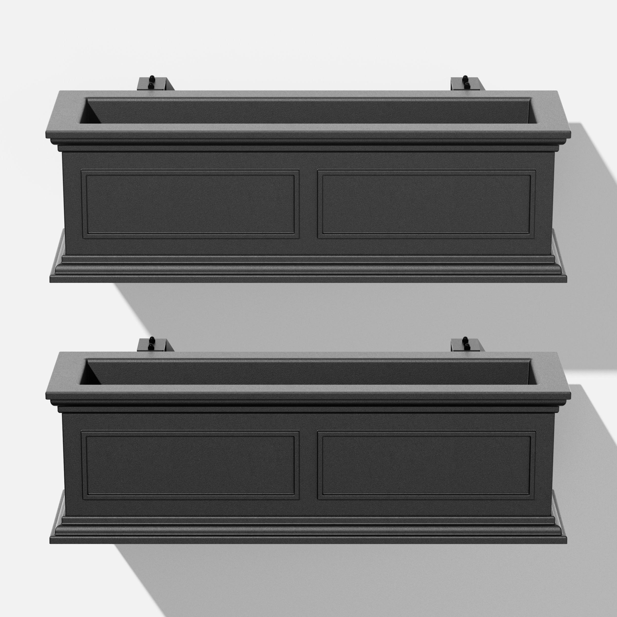 Veradek Brixton Railing Window Box 36" Plastic Planter 2-Pack Black