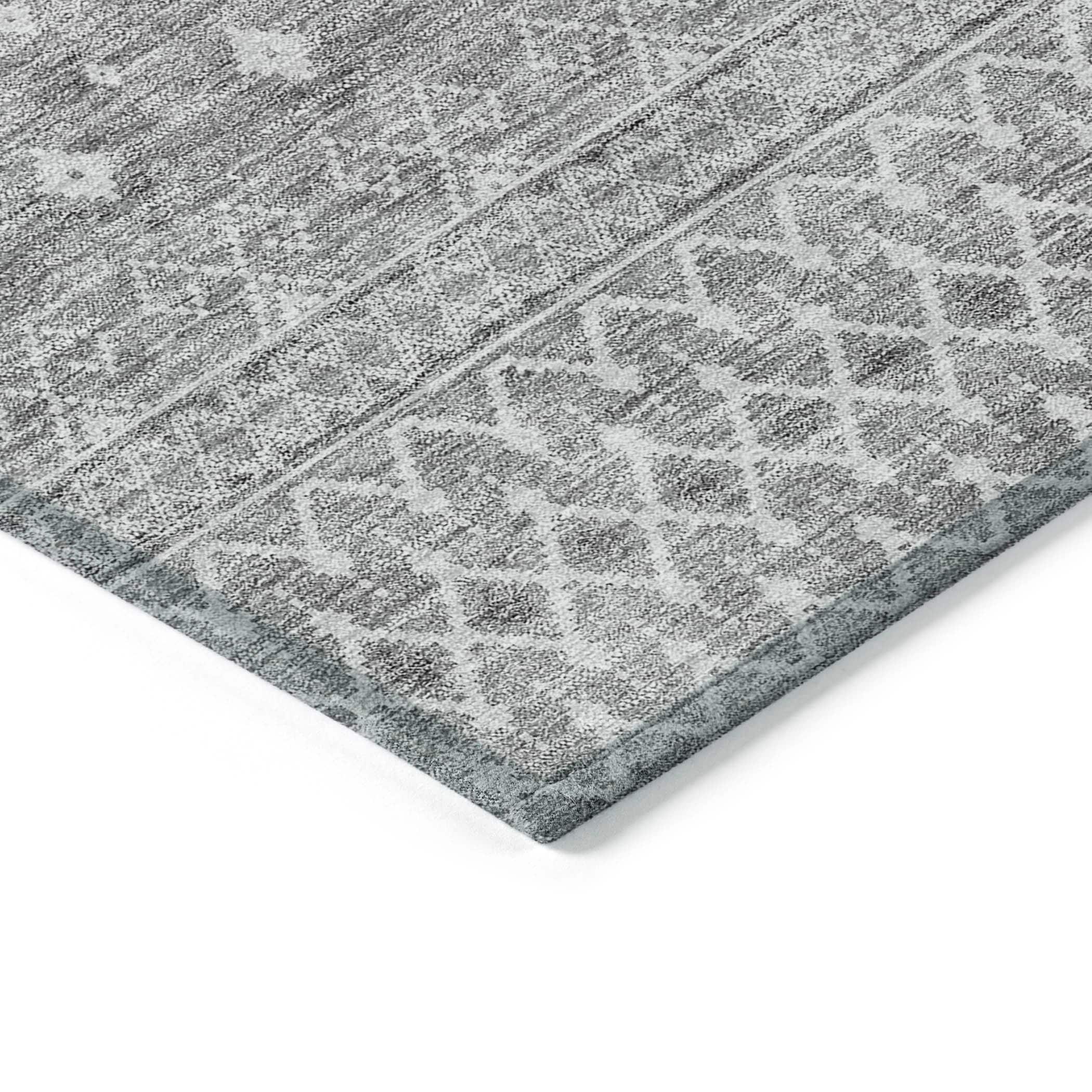 Silver Flat Woven Synthetic Indoor Outdoor Runner Rug