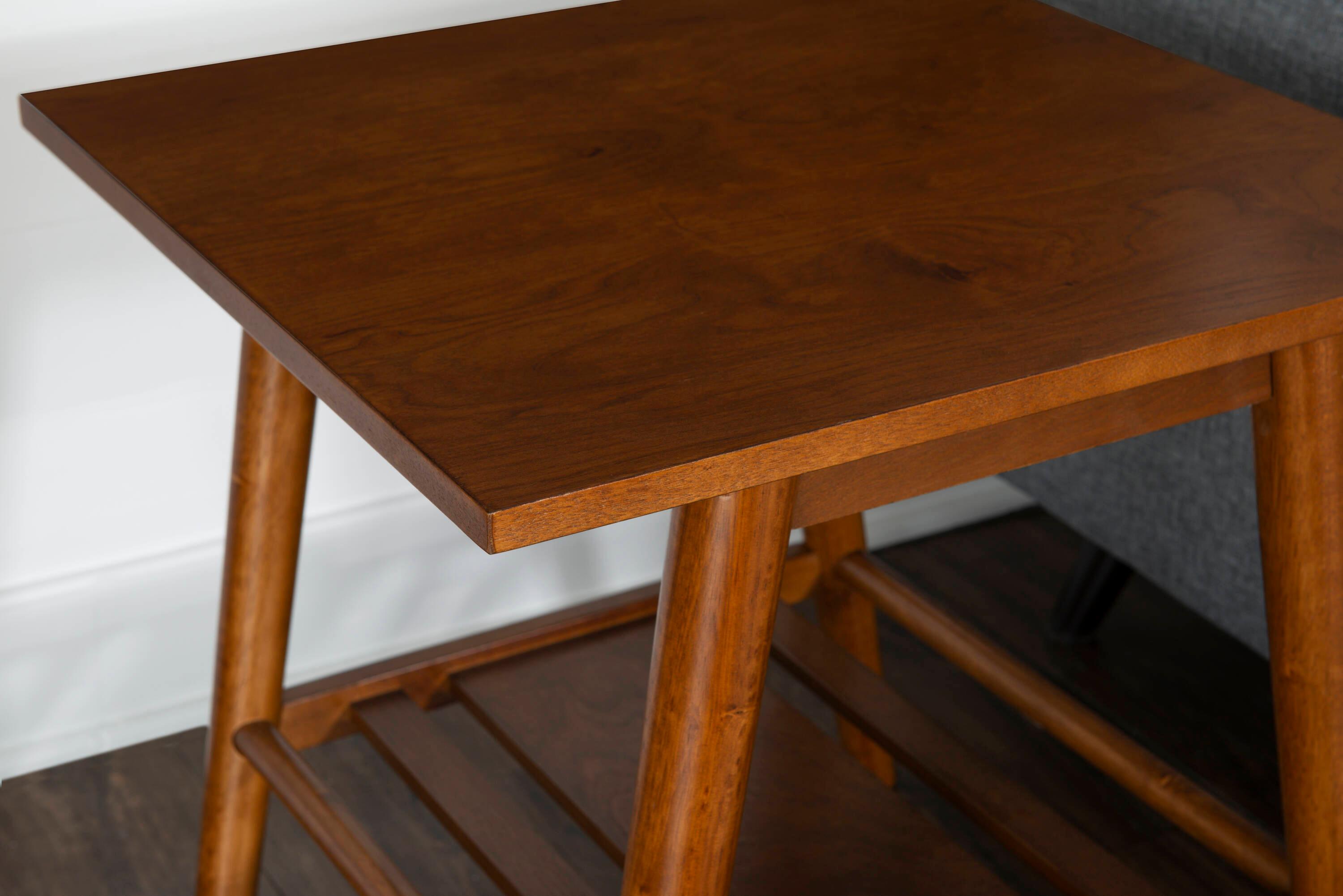 Linon 48" Charlotte Mid-Century Modern Wood Console Table With Bottom Storage Shelf Brown: Rubberwood Frame, MDF Surface