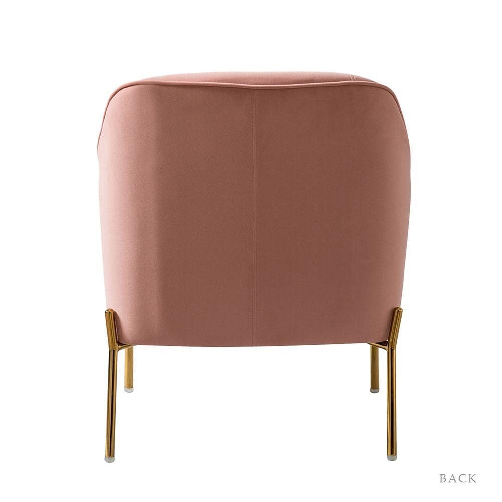 Wooden Upholstery Accent Side Chair Velvet Fabric Tufted with golden legs Living Room Pink