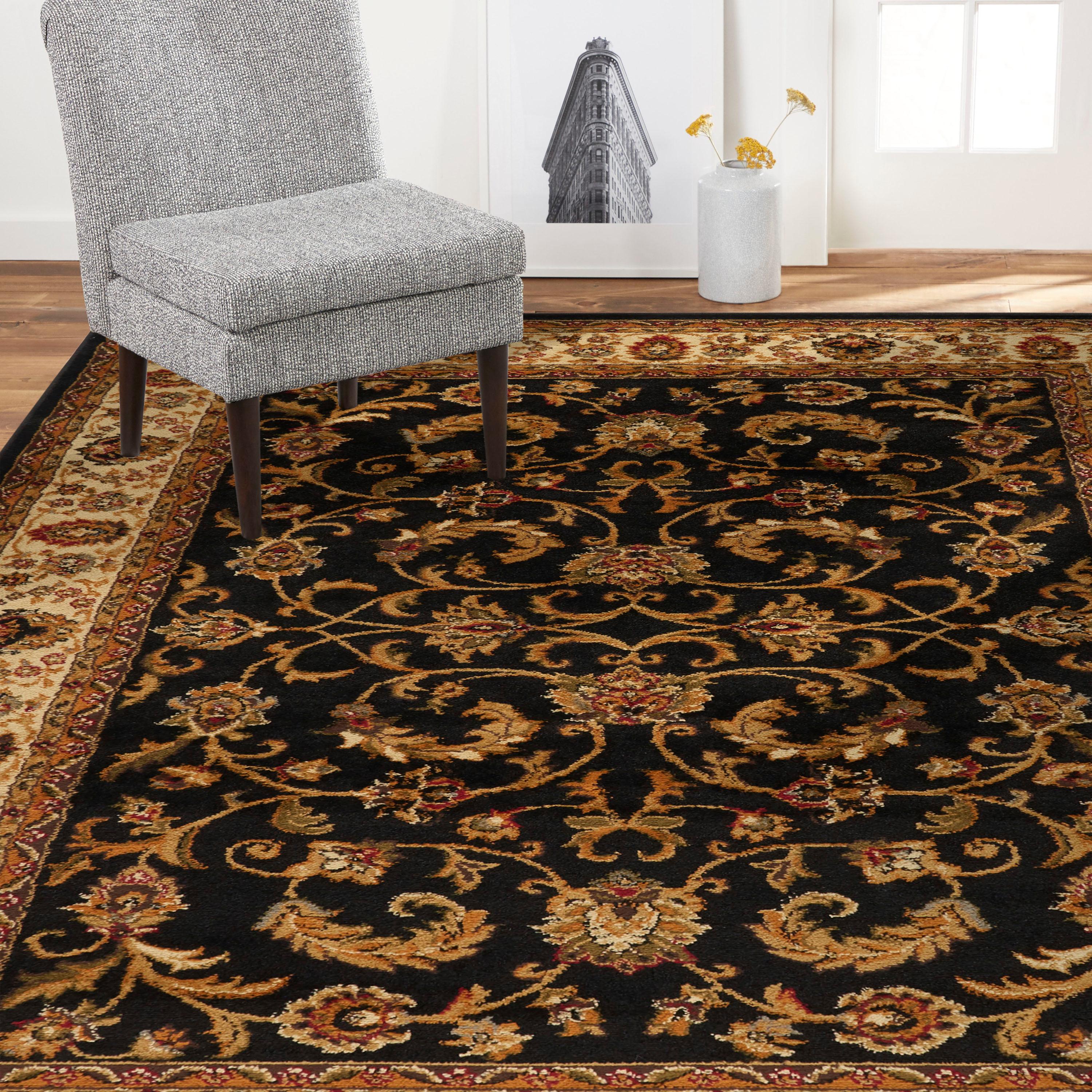 Home Dynamix Royalty Elati Traditional Ornate Damask Area Rug, Black/Ivory, 7'8"x10'4"