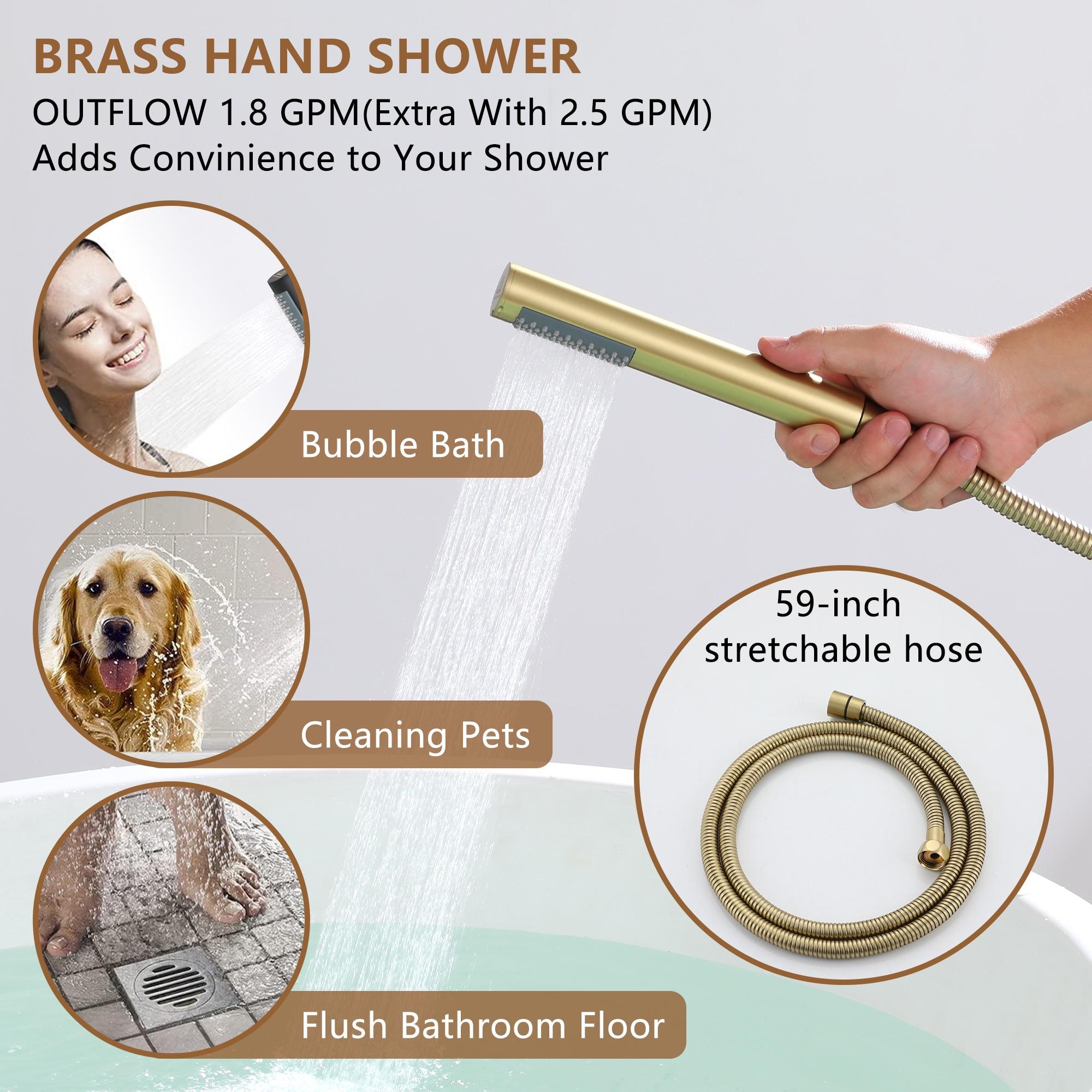 Single Handle Freestanding Bathtub Faucet with Diverter and Handshower