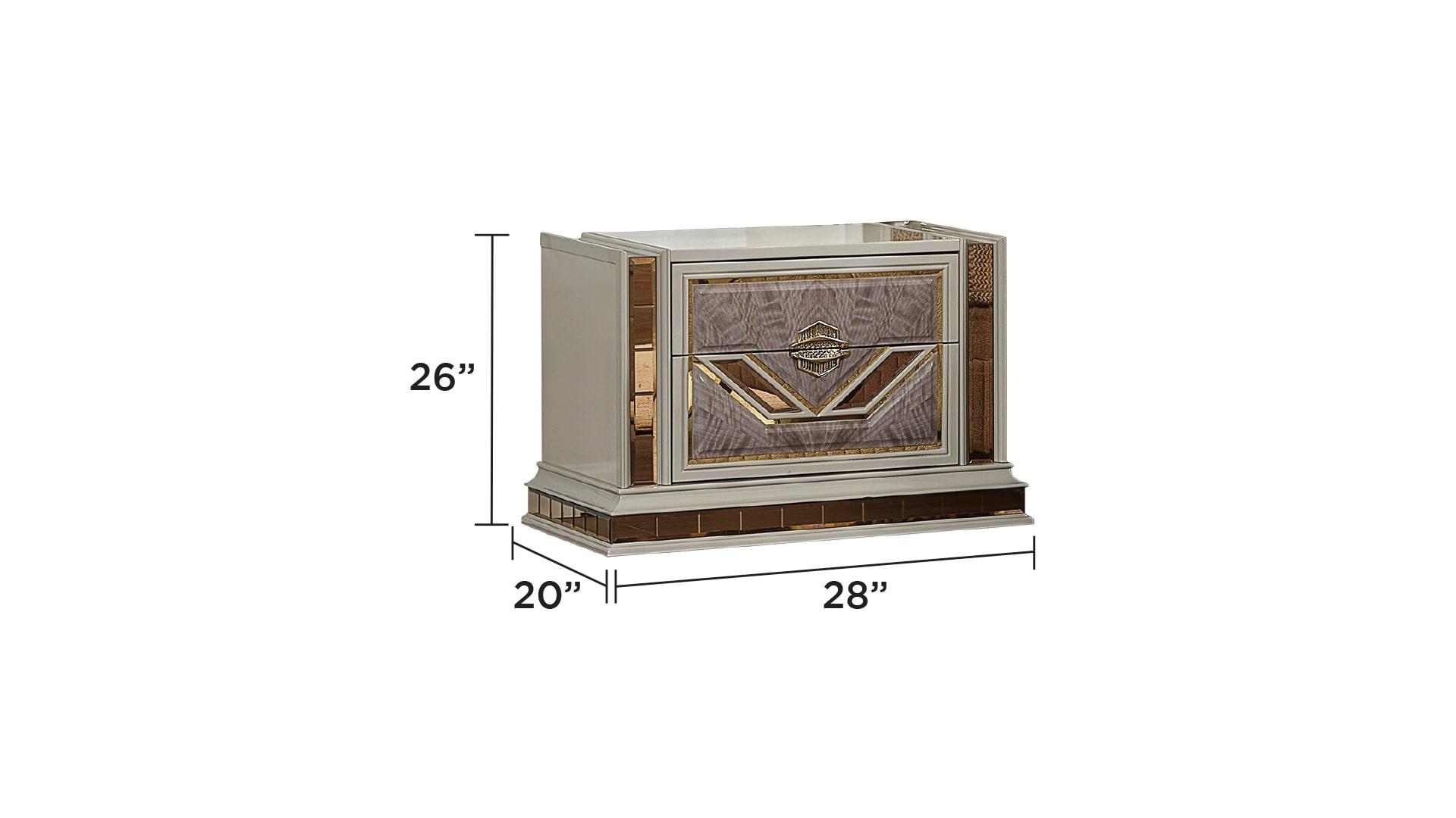 Omary Traditional Style Nightstand with gold Accent made with Wood in Beige