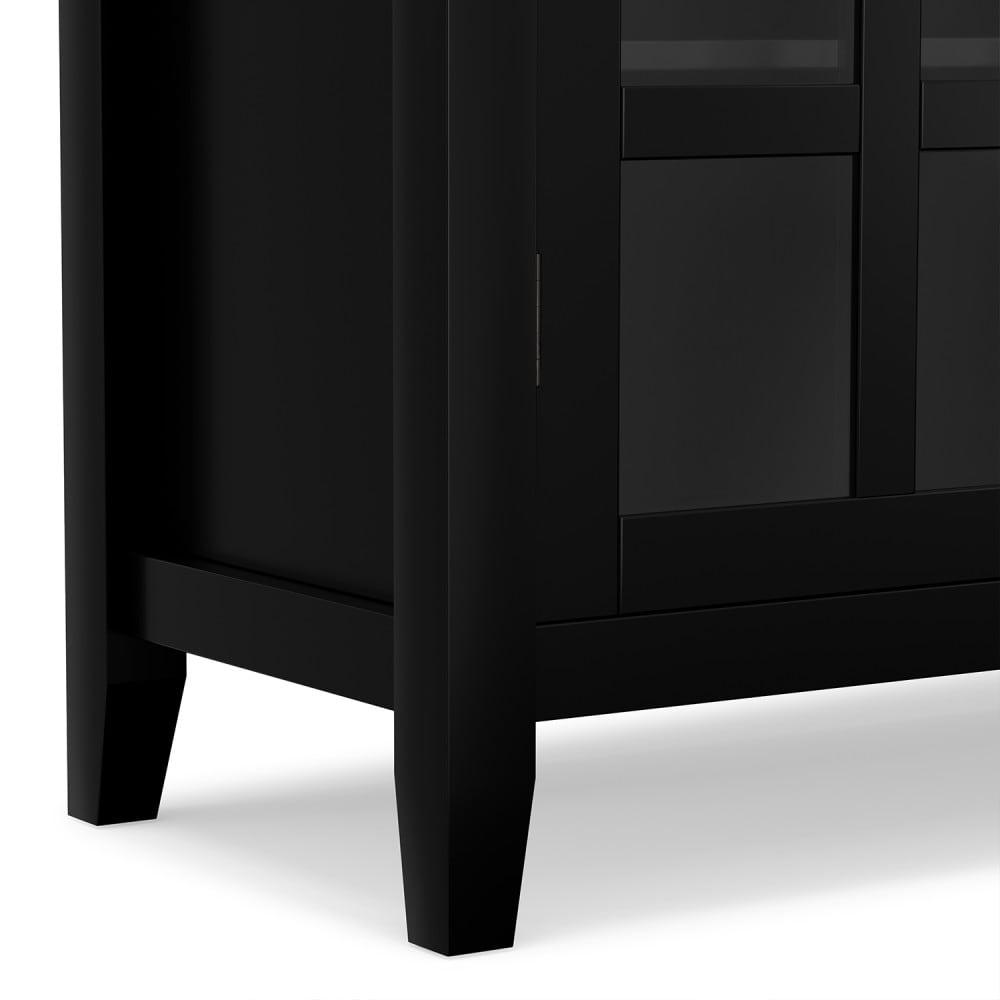 Simpli Home Artisan 38"W Solid Wood 4-Shelf Medium Storage Cabinet with Glass Doors and Adjustable Shelves