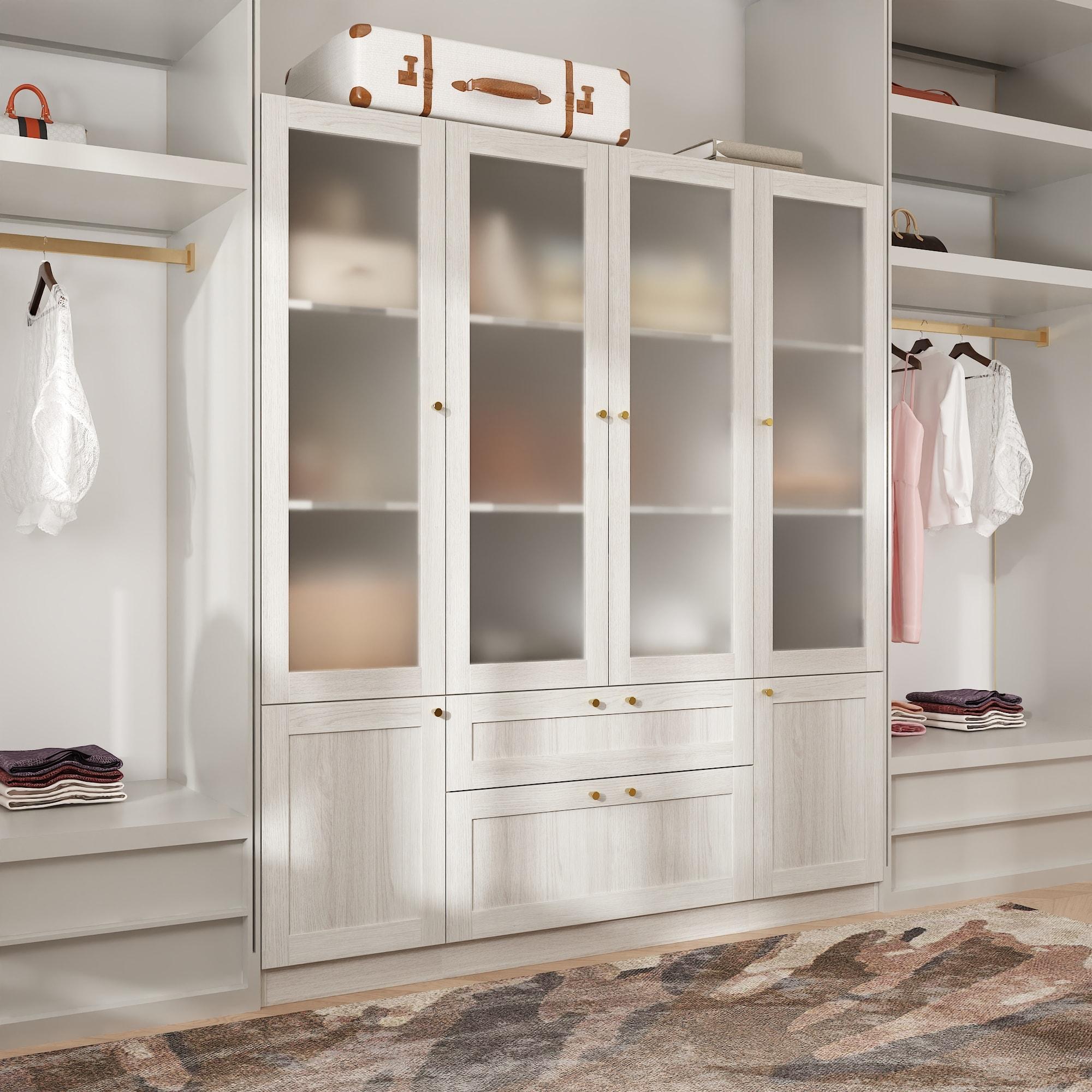FUFU&GAGA Modern Simple Wardrobe Frosted Glass Door Combination Clothes Storage Cabinet Armoire