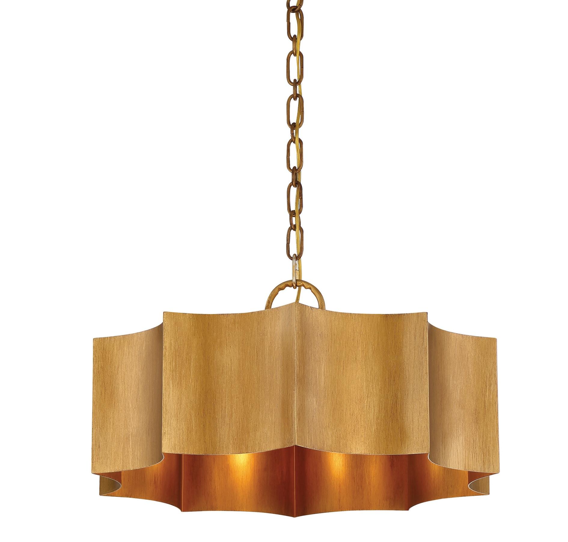 Carney 3 Light Metal Dimmable Scalloped Chandelier