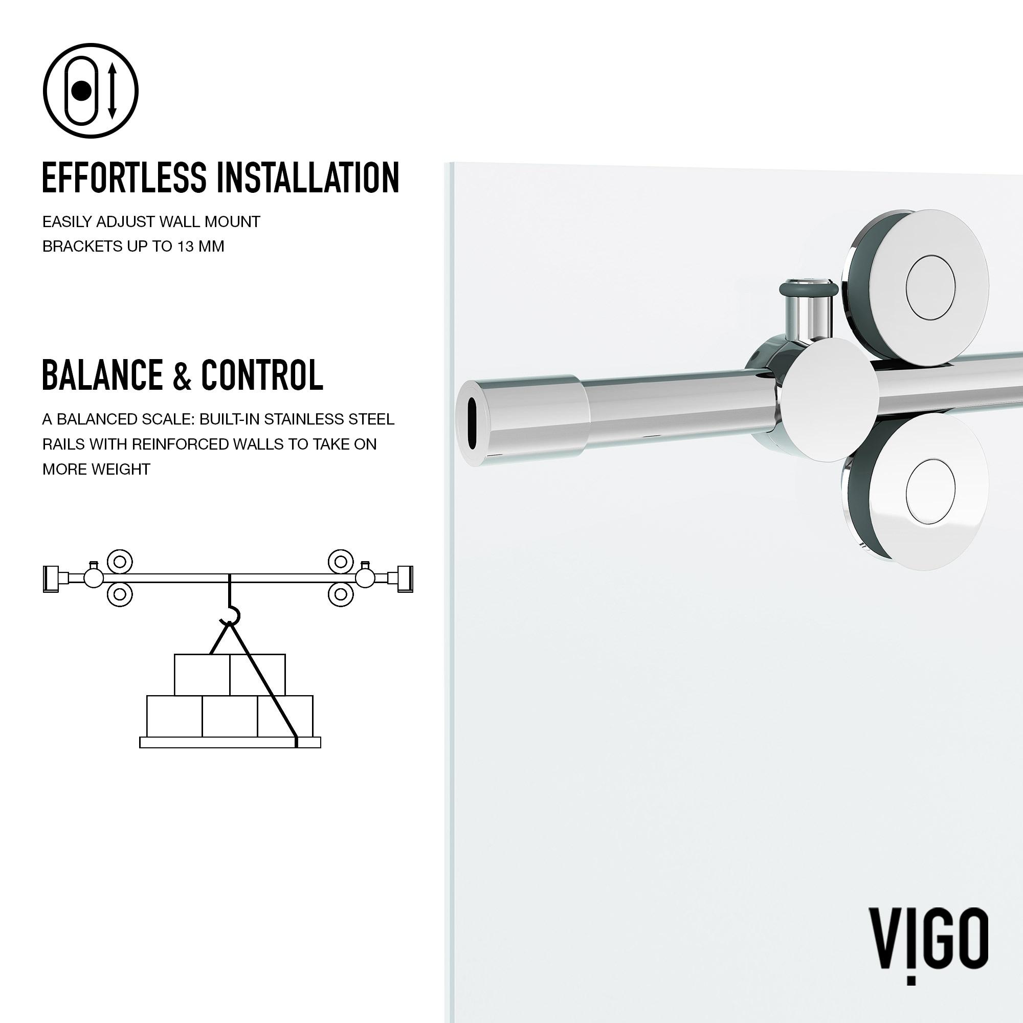 Elan 56-60" W x 66" H Sliding Frameless Tub Door with 3/8" Laminated Glass