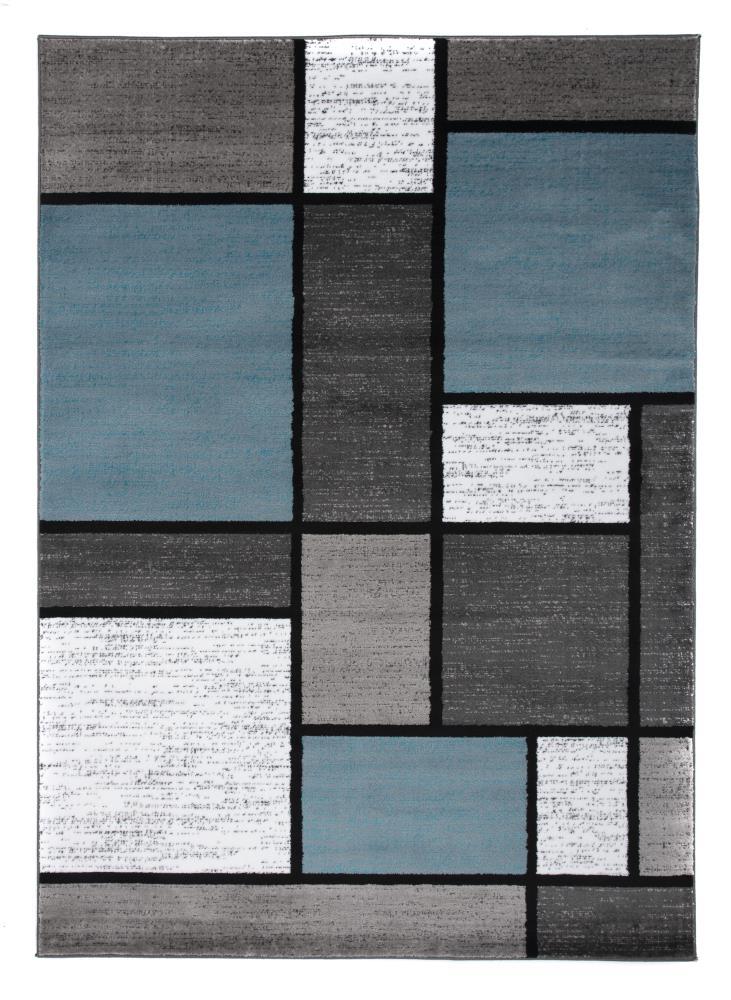 Rugshop Contemporary Modern Boxes for Home Office,Living Room,Bedroom,Kitchen Non Shedding Area Rug 9' X 12' Blue/Gray