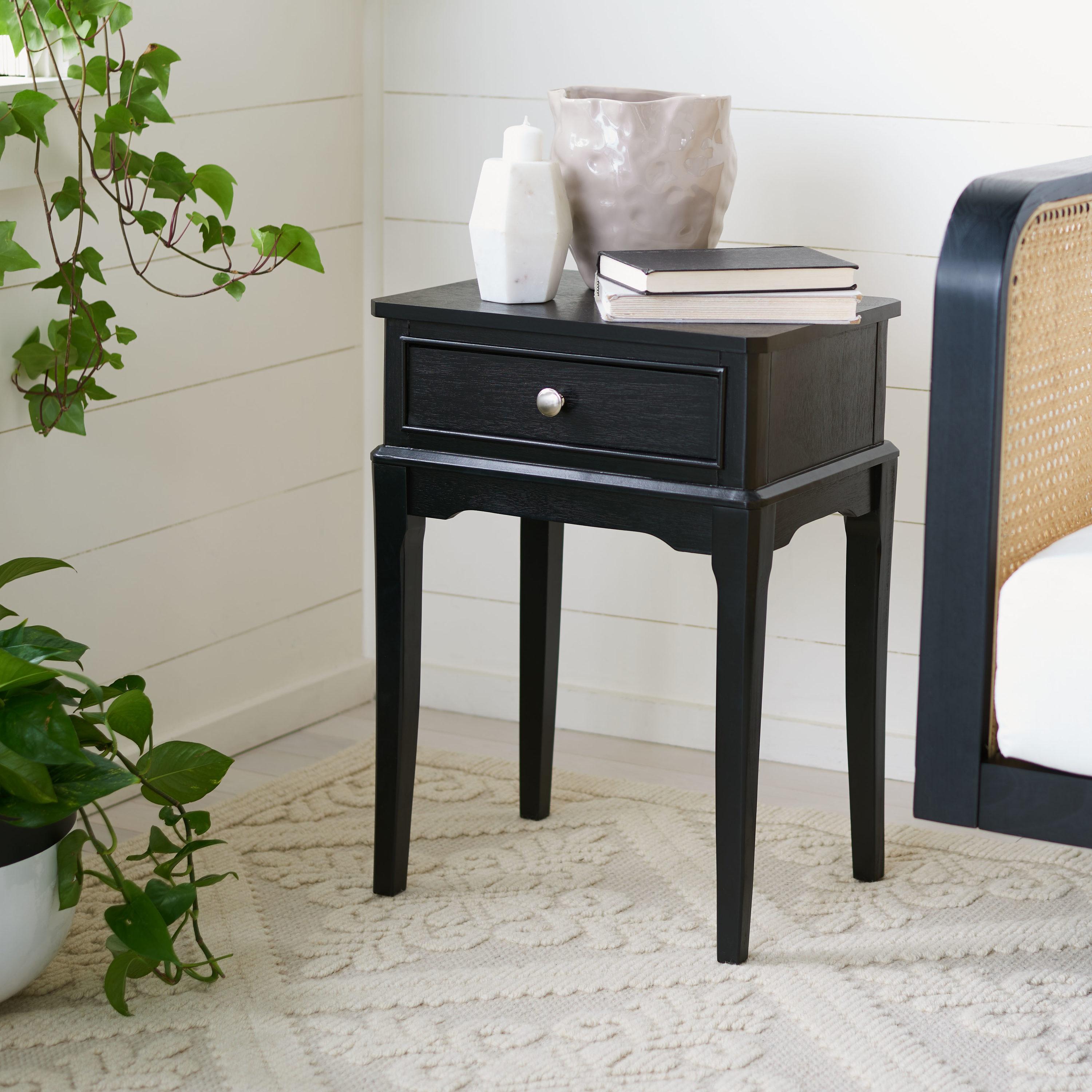 SAFAVIEH Opal French Black Rectangle Wood Storage End Table (17 in. W x 13 in. D x 23.5 in. H)