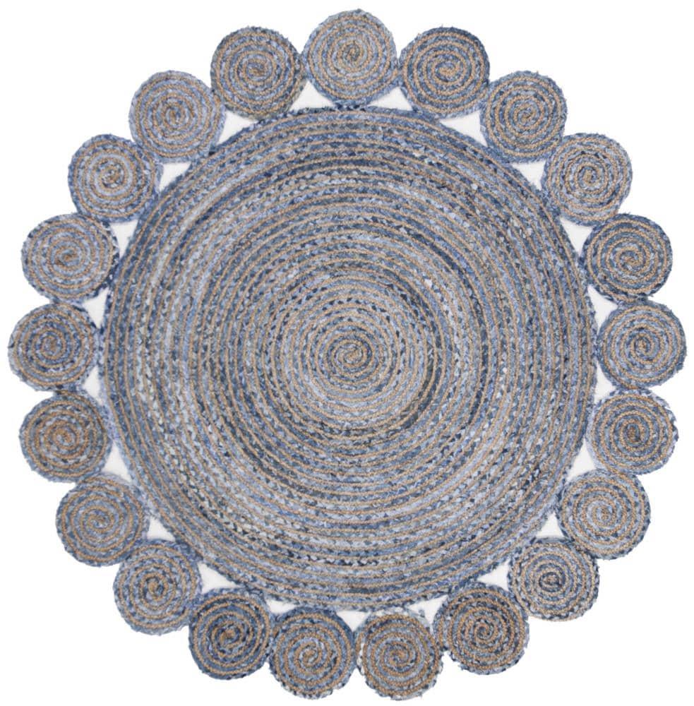 Cape Cod CAP211 Hand Woven Area Rug - Blue/Natural - 6' Round - Safavieh.