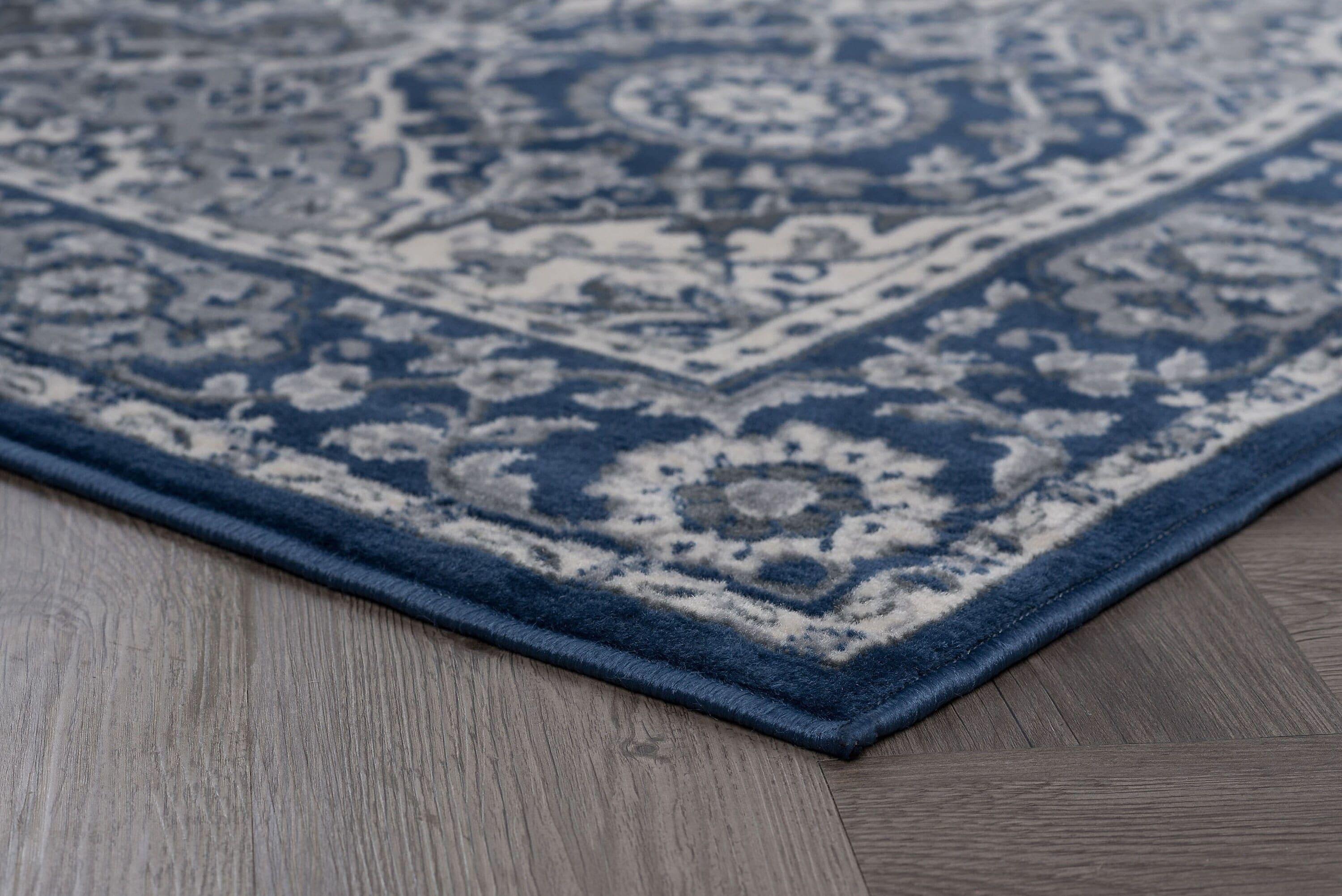 Tayse Madison Area Rug MDN3607 Traditional Navy Rings Repeat 2' x 3' Rectangle