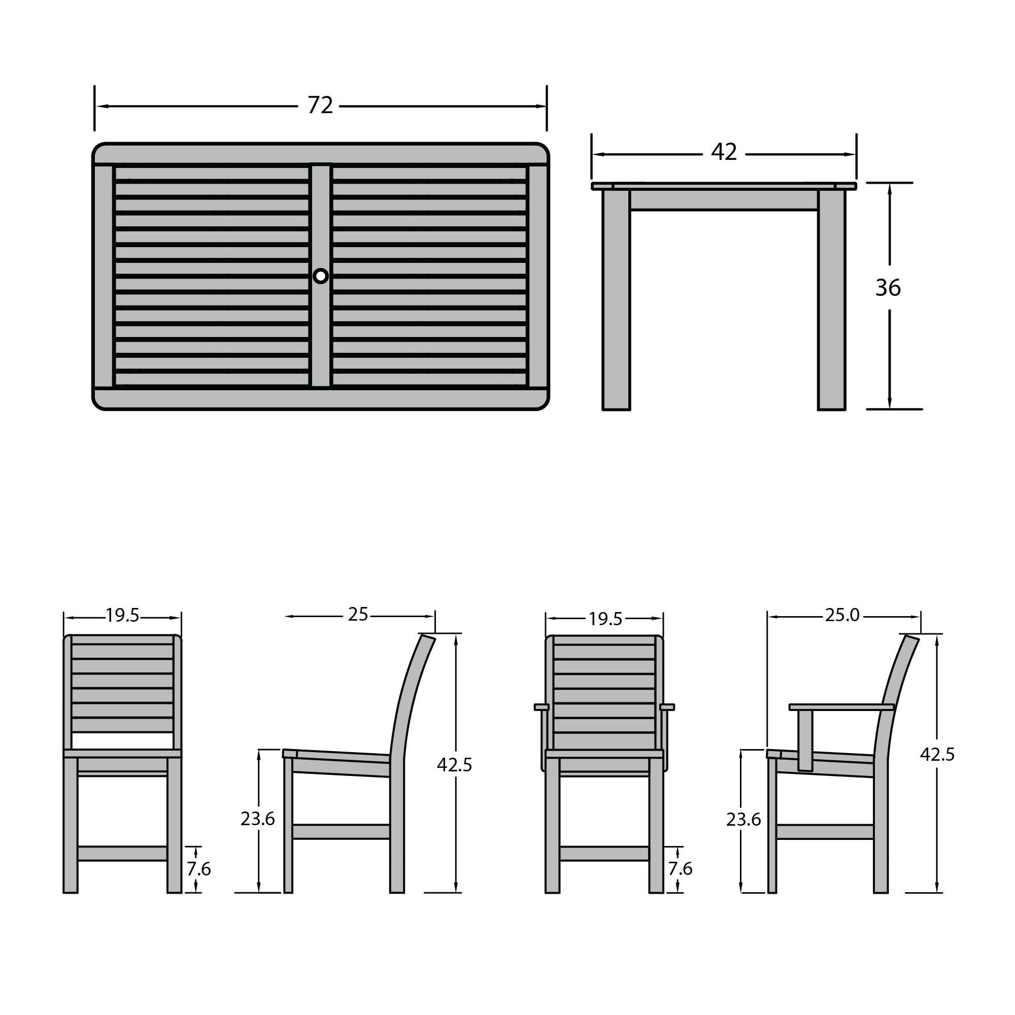 highwood Weatherly 7 -Piece White Counter height Plastic Rectangle Table with 6 Stationary Chairs