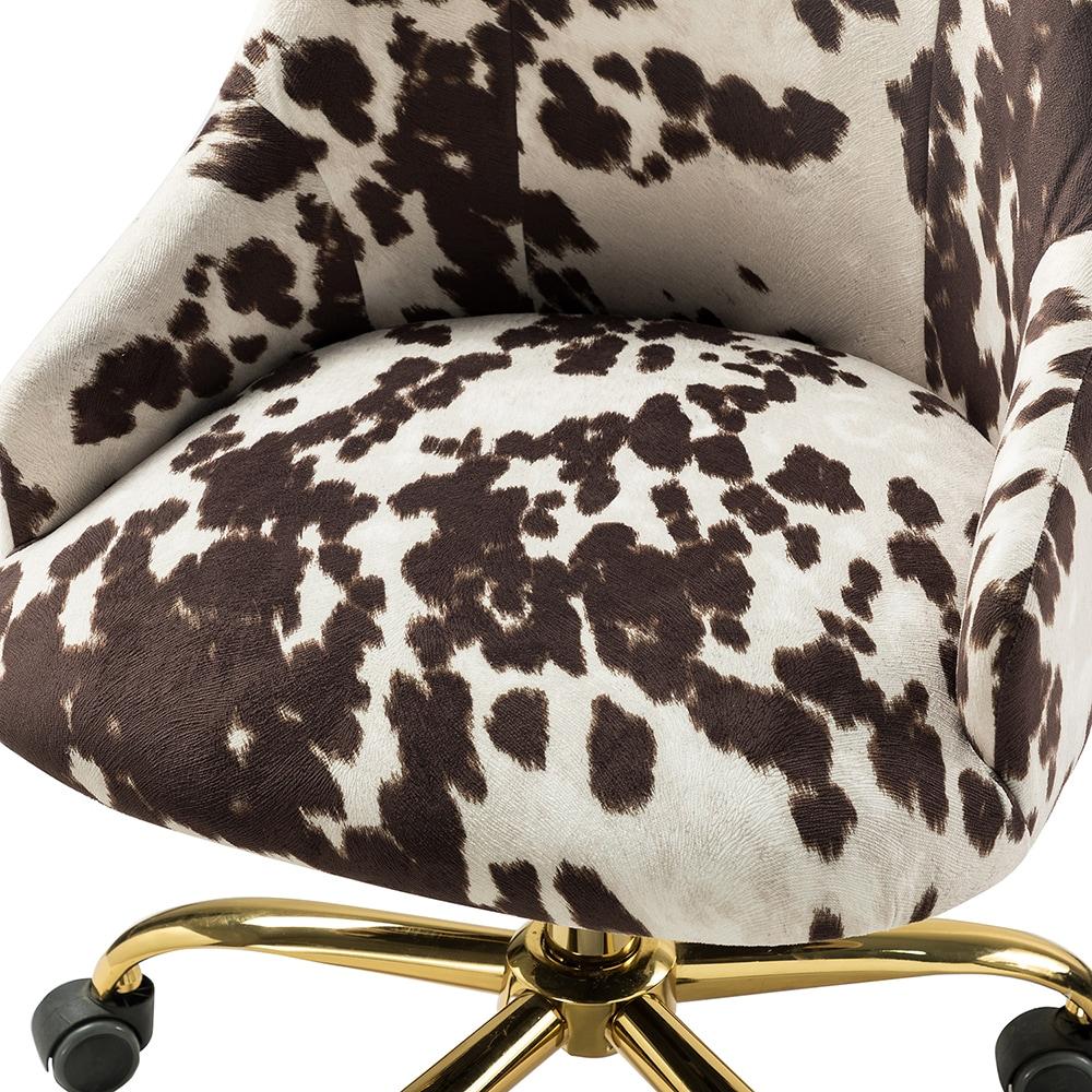 Ergonomic Swivel Task Chair in Cowhide Fabric with Metal Base