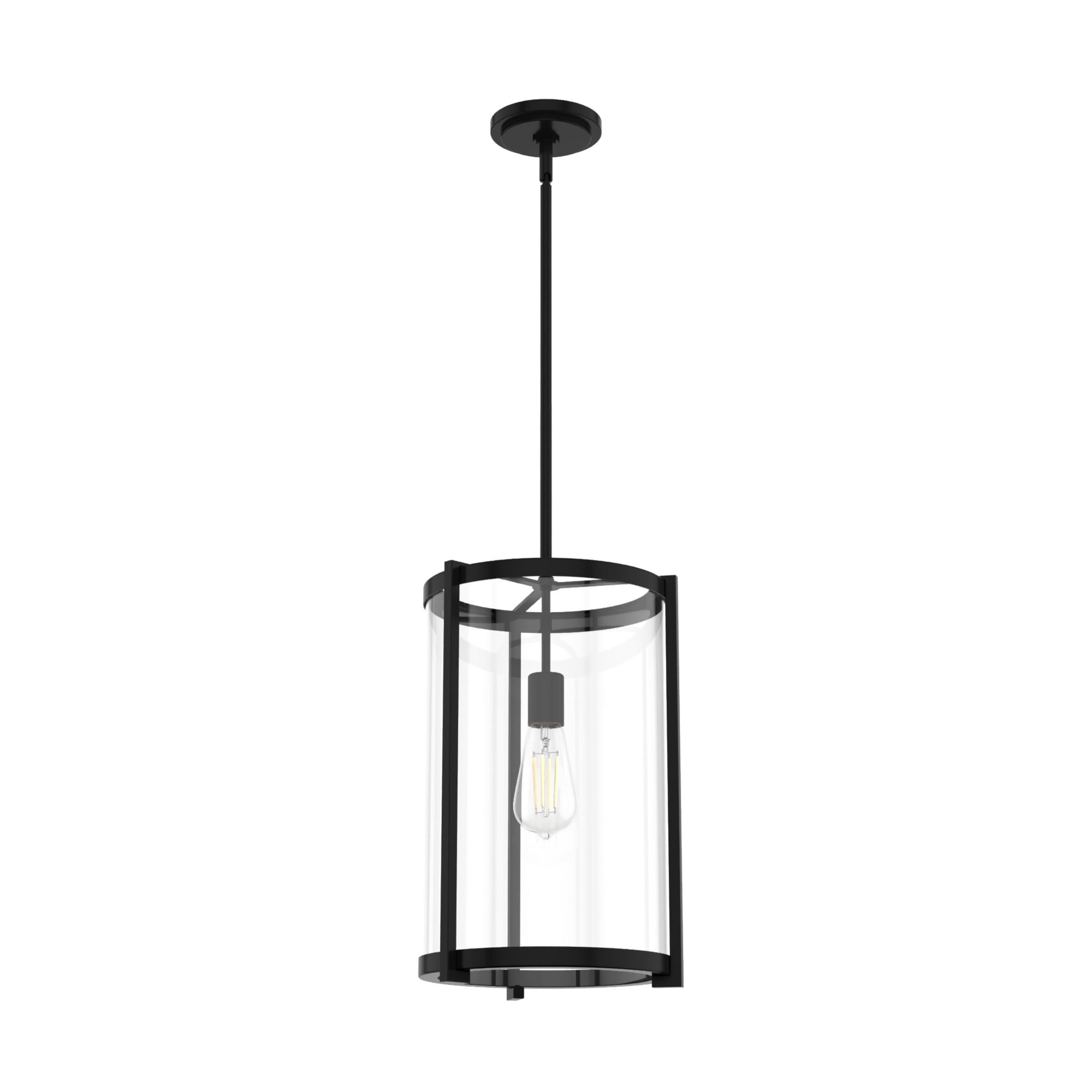Hunter - Astwood 1-light Matte Black, Medium Size Pendant Light, Dimmable, Caged Style, Cylinder Shaped, for Bedrooms, Kitchens, Dining, Living Rooms - 19123