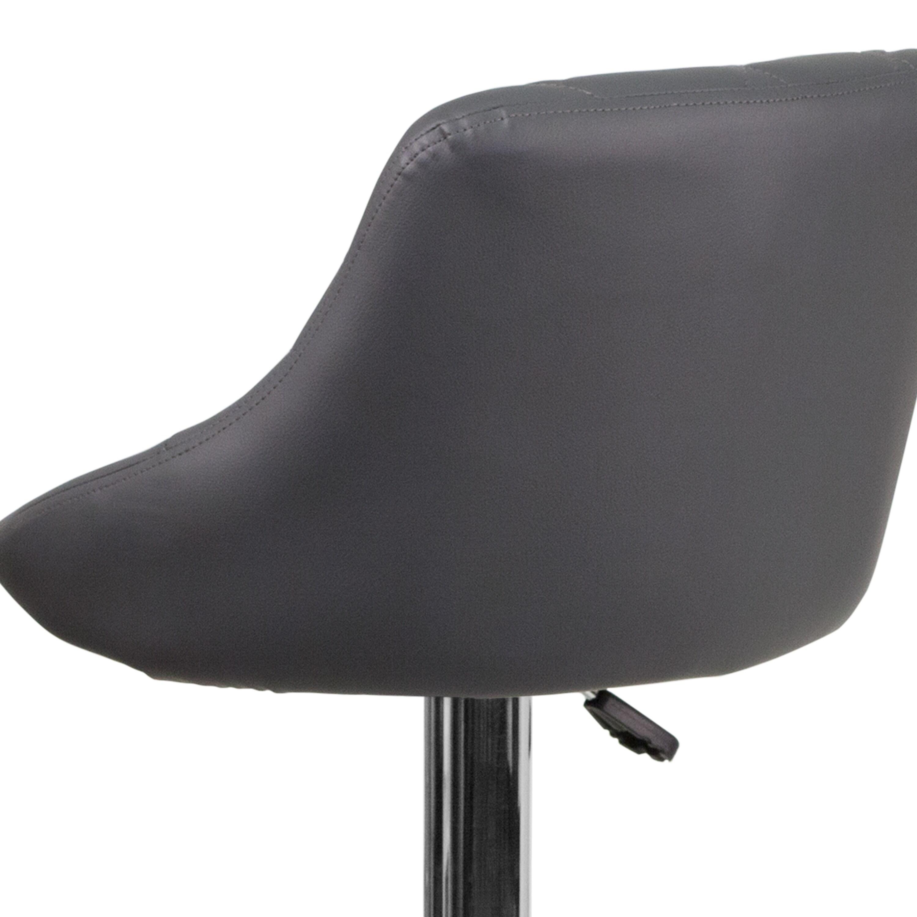 Flash Furniture Contemporary Gray Vinyl Bucket Seat Adjustable Height Barstool with Chrome Base