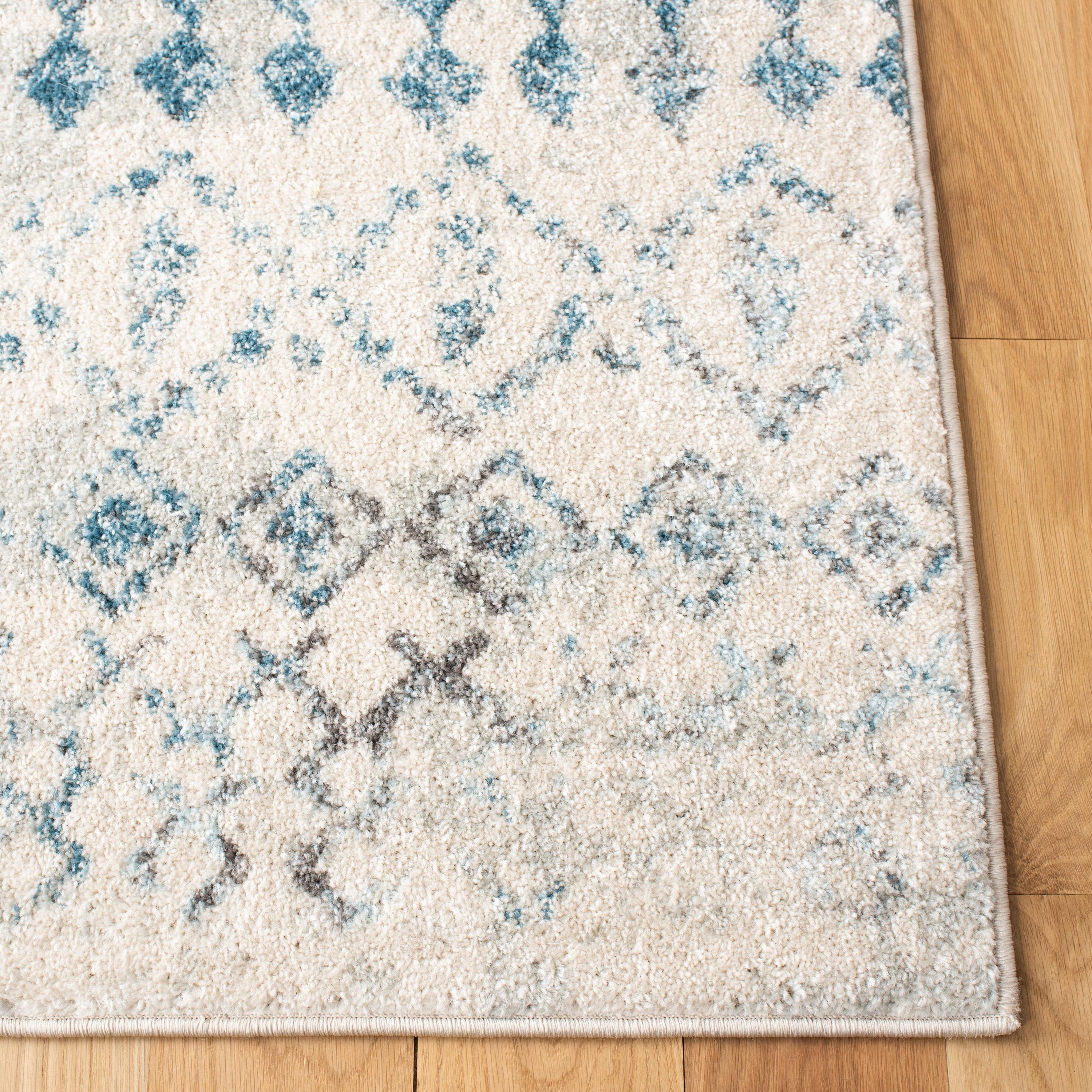 Tulum TUL240 Power Loomed Indoor Area Rug - Ivory/Turquoise - 9'x12' - Safavieh
