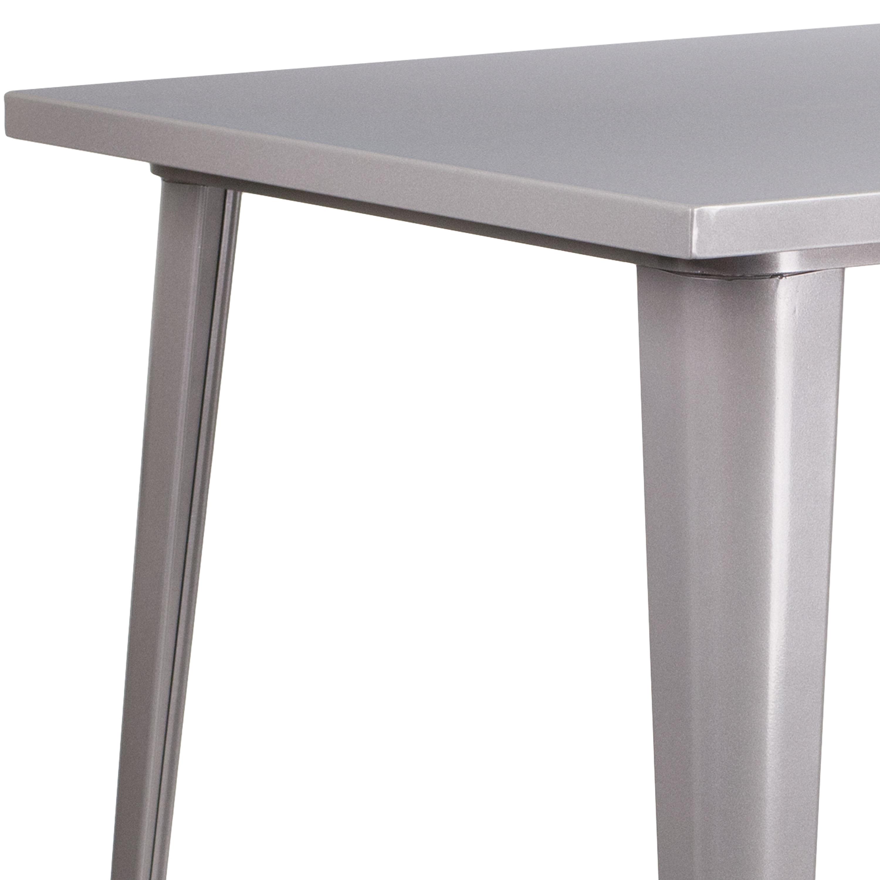 Flash Furniture Commercial Grade 31.5" Square Silver Metal Indoor-Outdoor Bar Height Table
