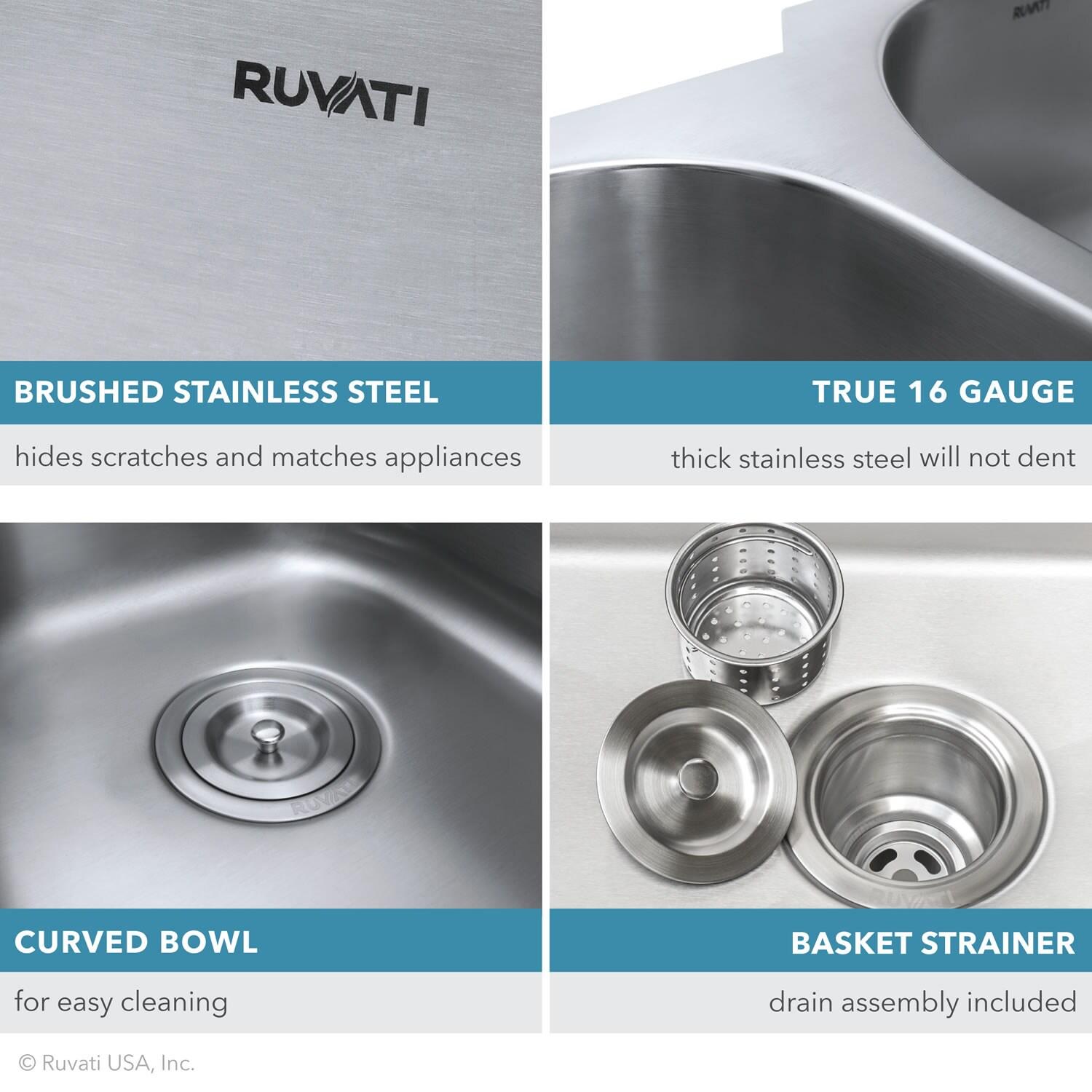 Ruvati 34-inch Stainless Steel Double Bowl Undermount Kitchen Sink