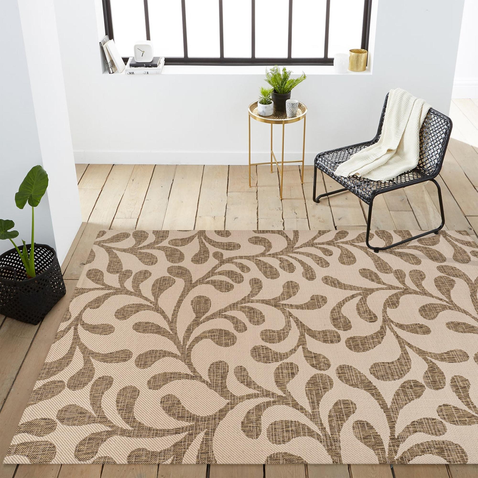 8'x10' Vine All Over Indoor/Outdoor Area Rug, Brown/Beige - JONATHAN Y