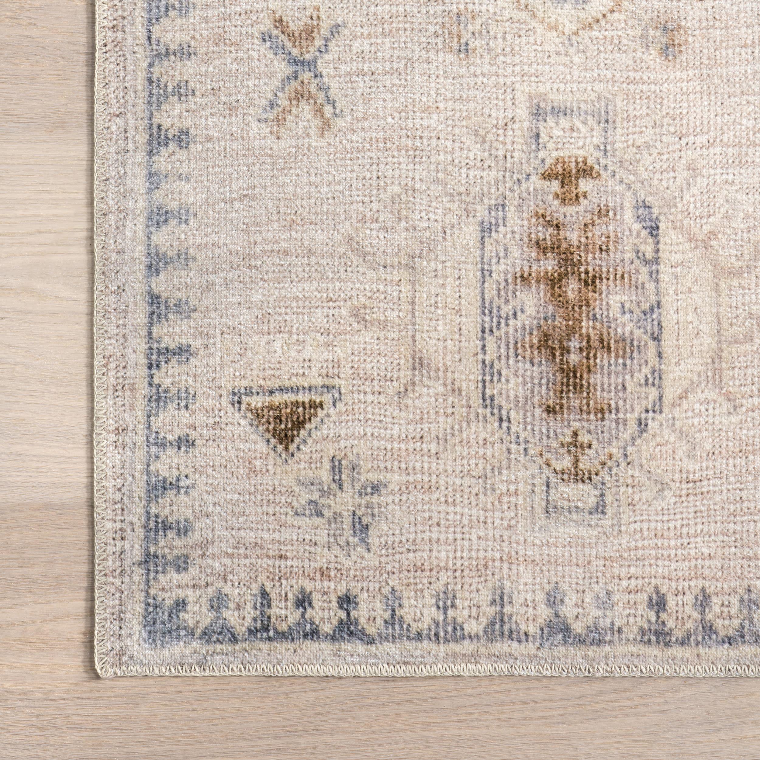 Nuloom Krystin Distressed Pet Friendly Machine Washable Area Rug, 5' x 8', Beige