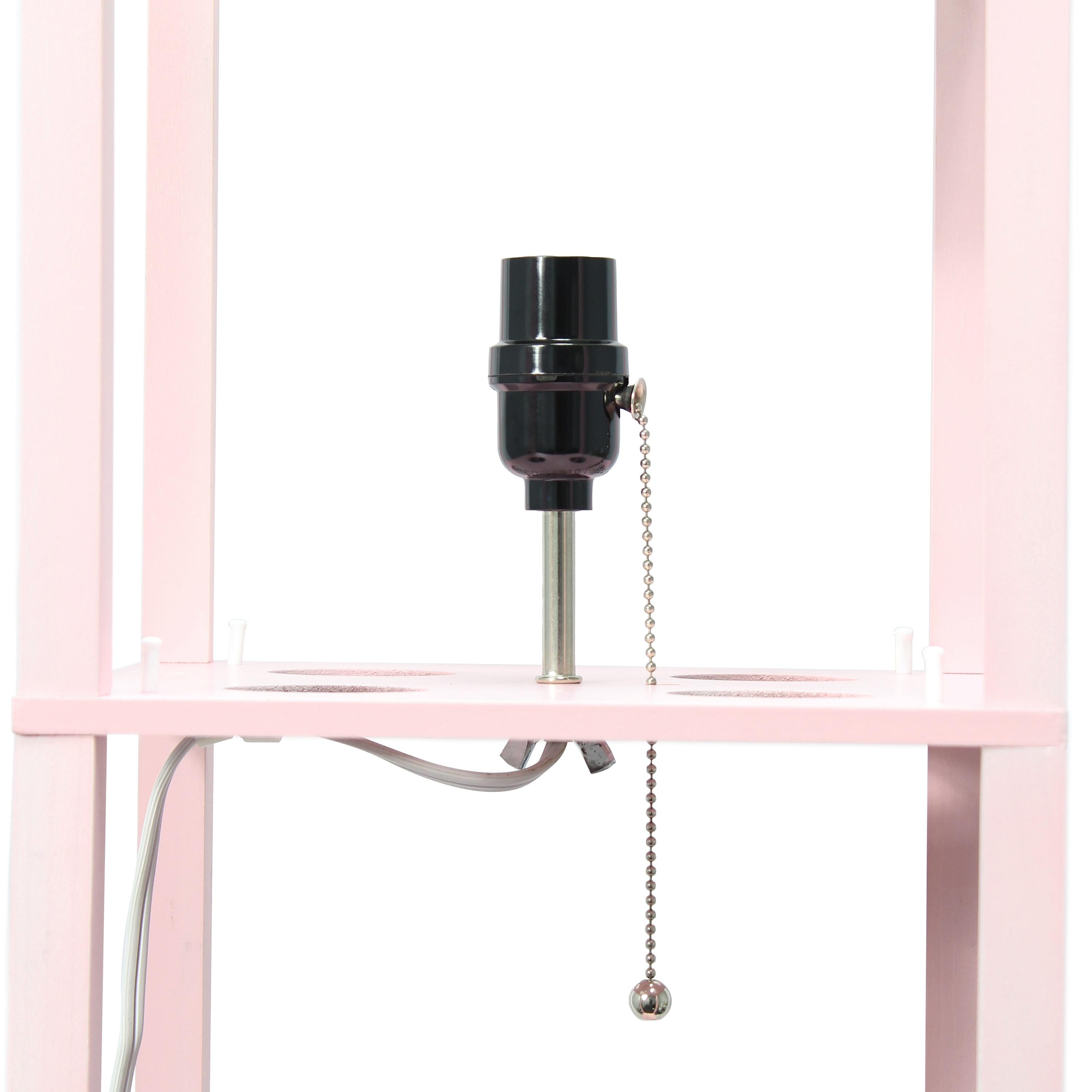 Column Shelf Floor Lamp with Linen Shade Light Pink - Lalia Home: ETL Listed, Pull Chain Switch