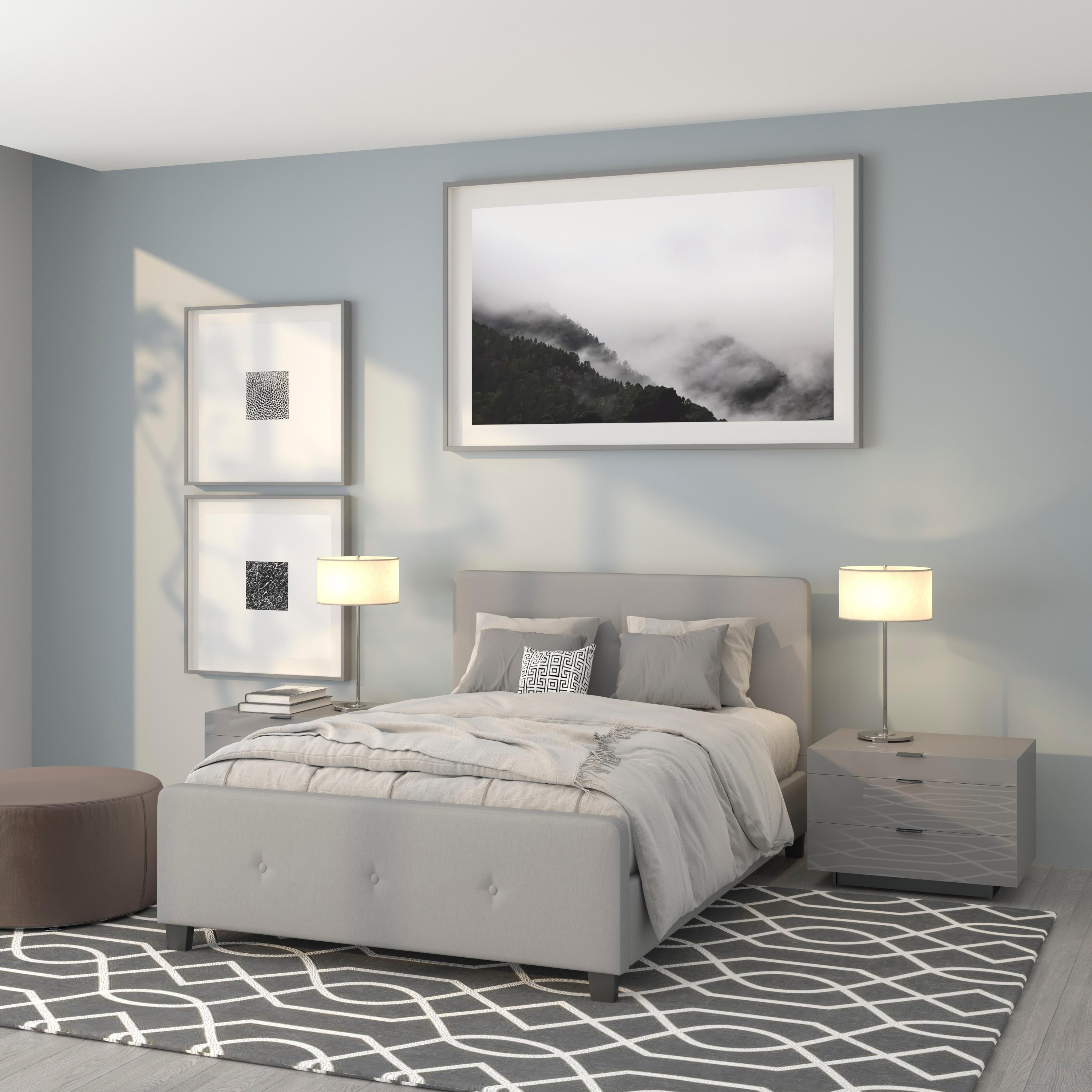 Flash Furniture Tribeca Full Size Tufted Upholstered Platform Bed in Light Gray Fabric