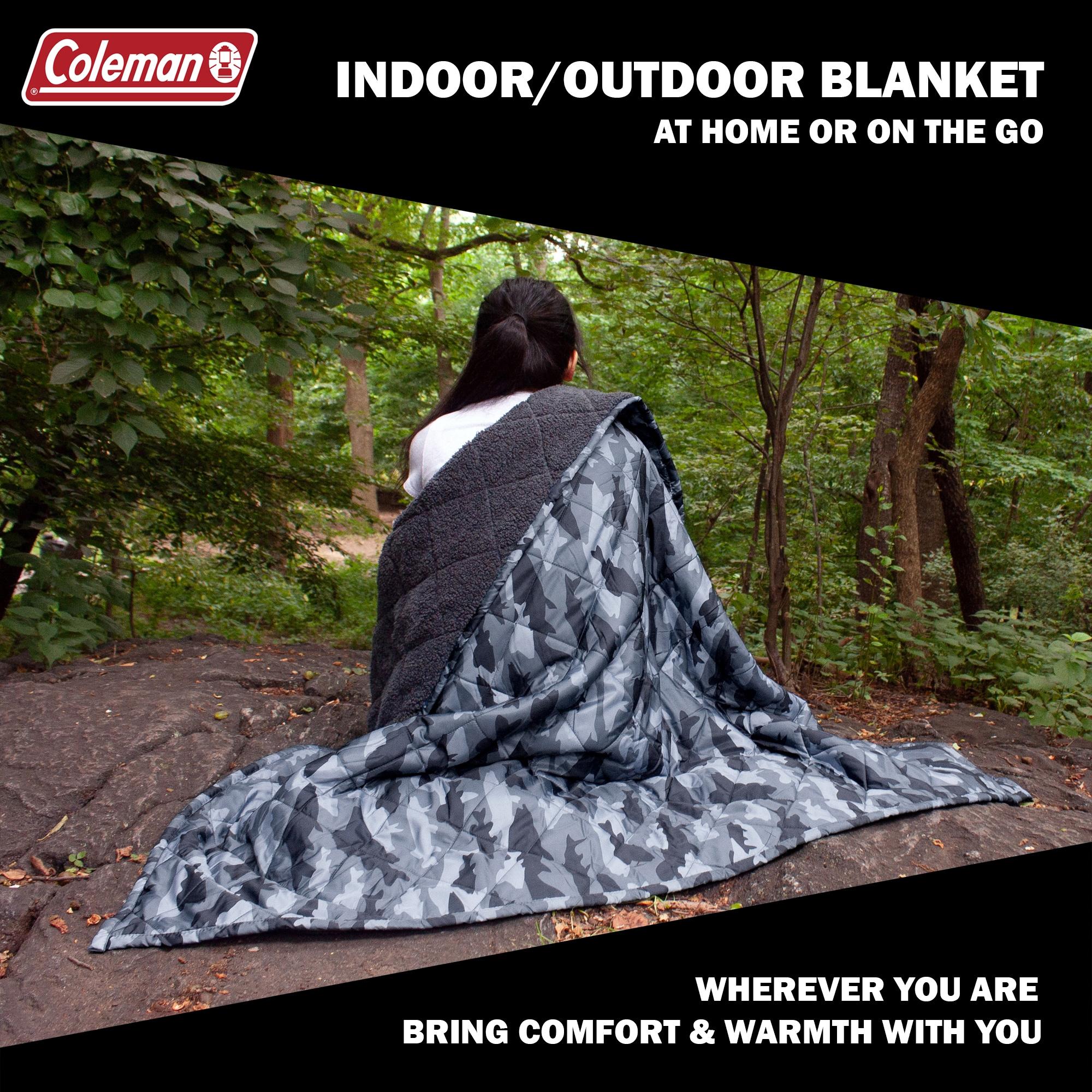 Coleman Coleman Reversible Water Resistant Nylon and Sherpa Diamond Quilted Indoor/Outdoor Throw/Picnic Blanket