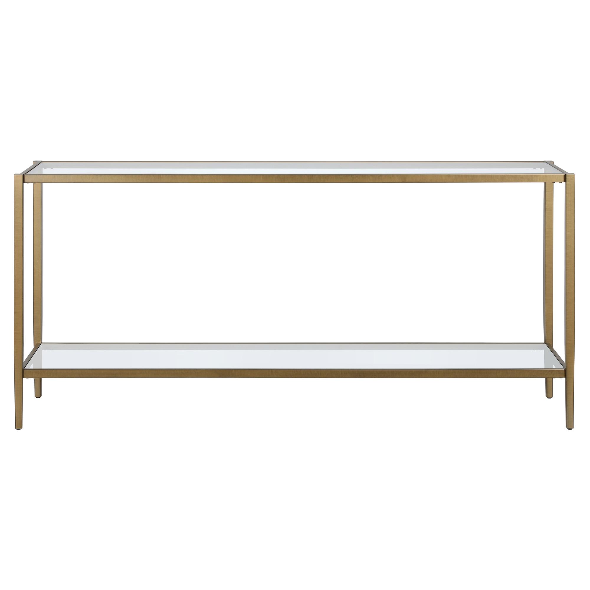 Hera 64 in. Brass Rectangle Glass Console Table