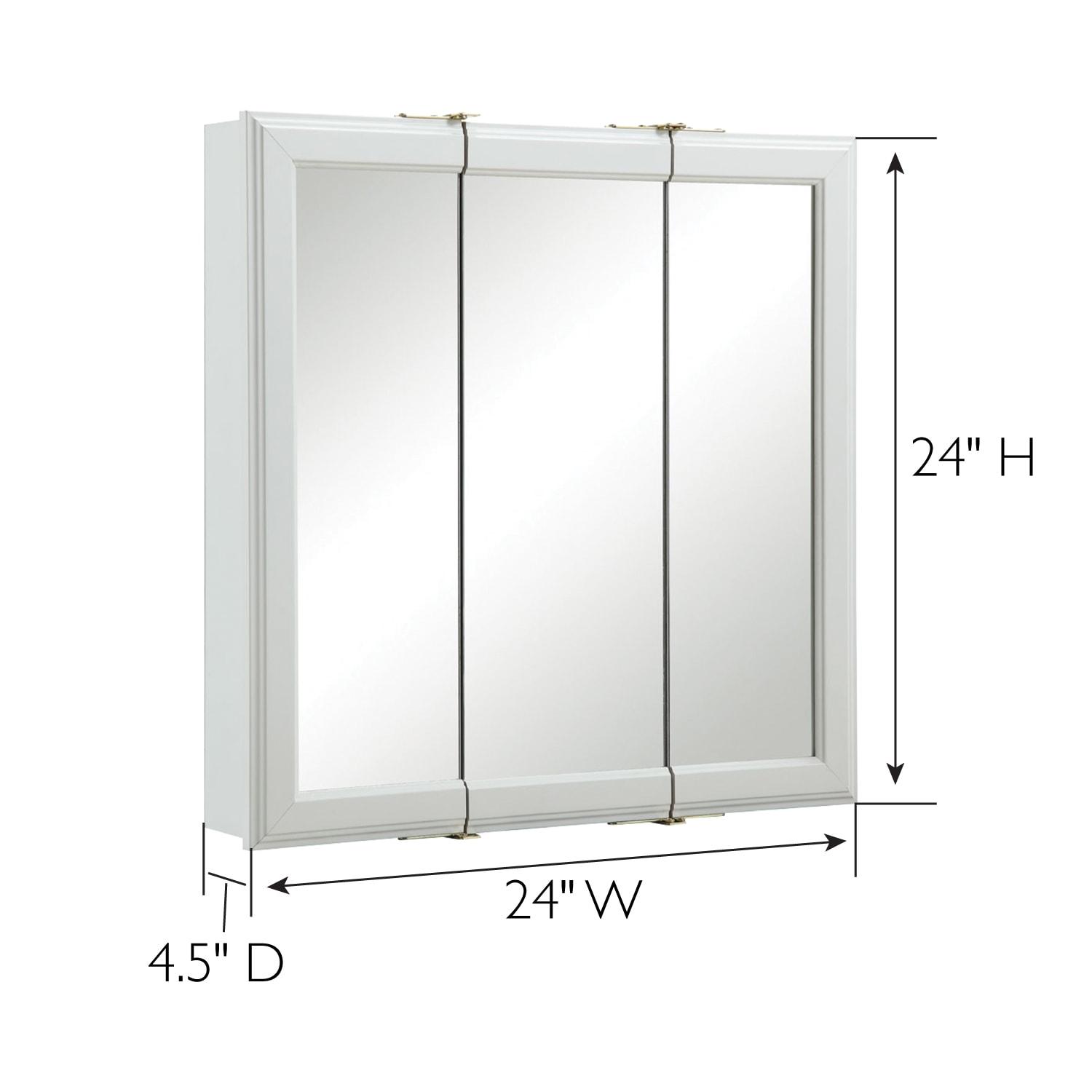 24 Inch Bathroom Medicine Cabinet, Wall Mounted, 3 Mirror, Doors White – Design House, 535849-WHT