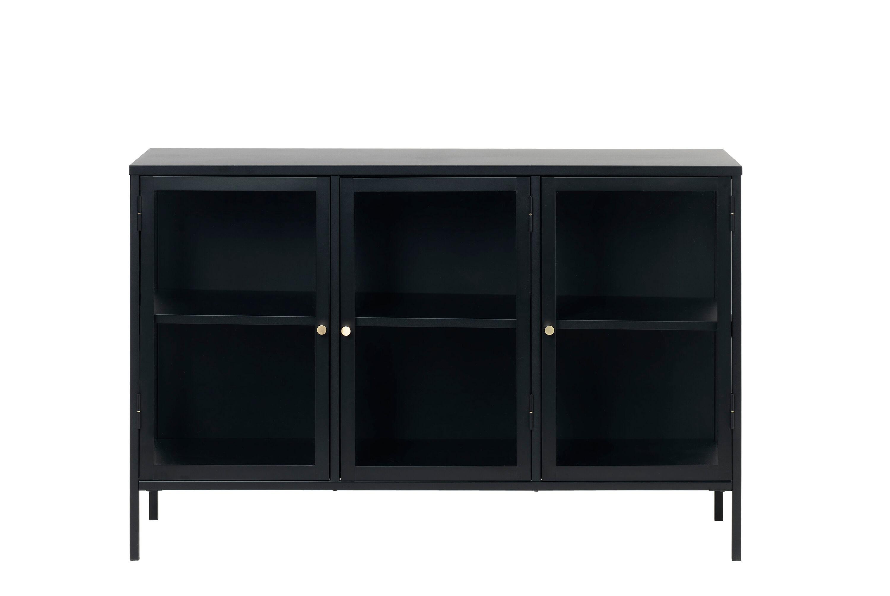 3-Section Metal and Glass Sideboard in Black