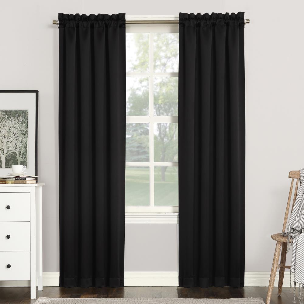 40"x63" Sun Zero Blackout Kenneth Energy Saving Rod Pocket Curtain Panel Black: Noise Reduction, Energy Efficient