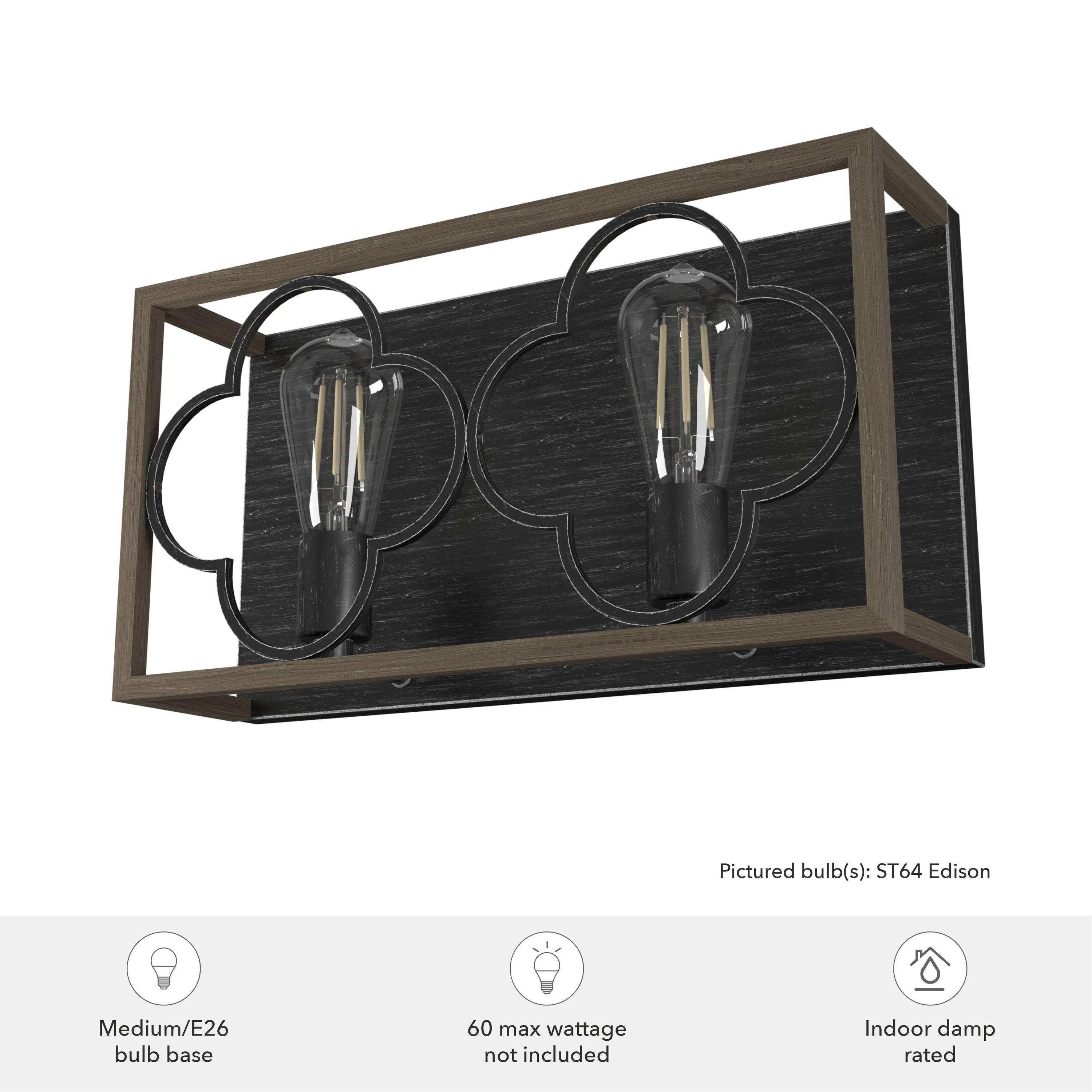 Hunter Fan Gablecrest 2 Light Flush Mount Bathroom Vanity Light Fixture