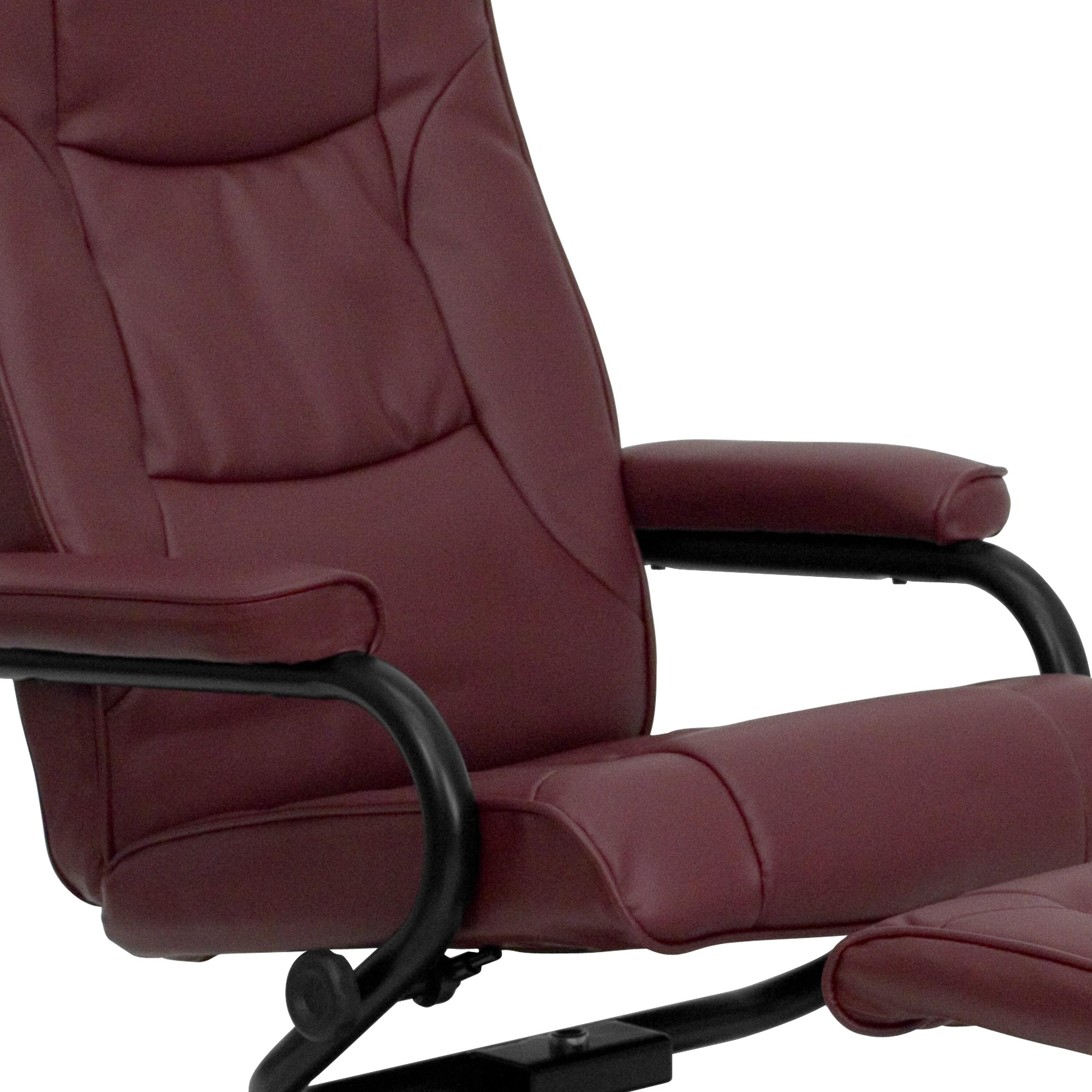 Flash Furniture Contemporary Multi-Position Recliner and Ottoman with Wrapped Base in Burgundy LeatherSoft