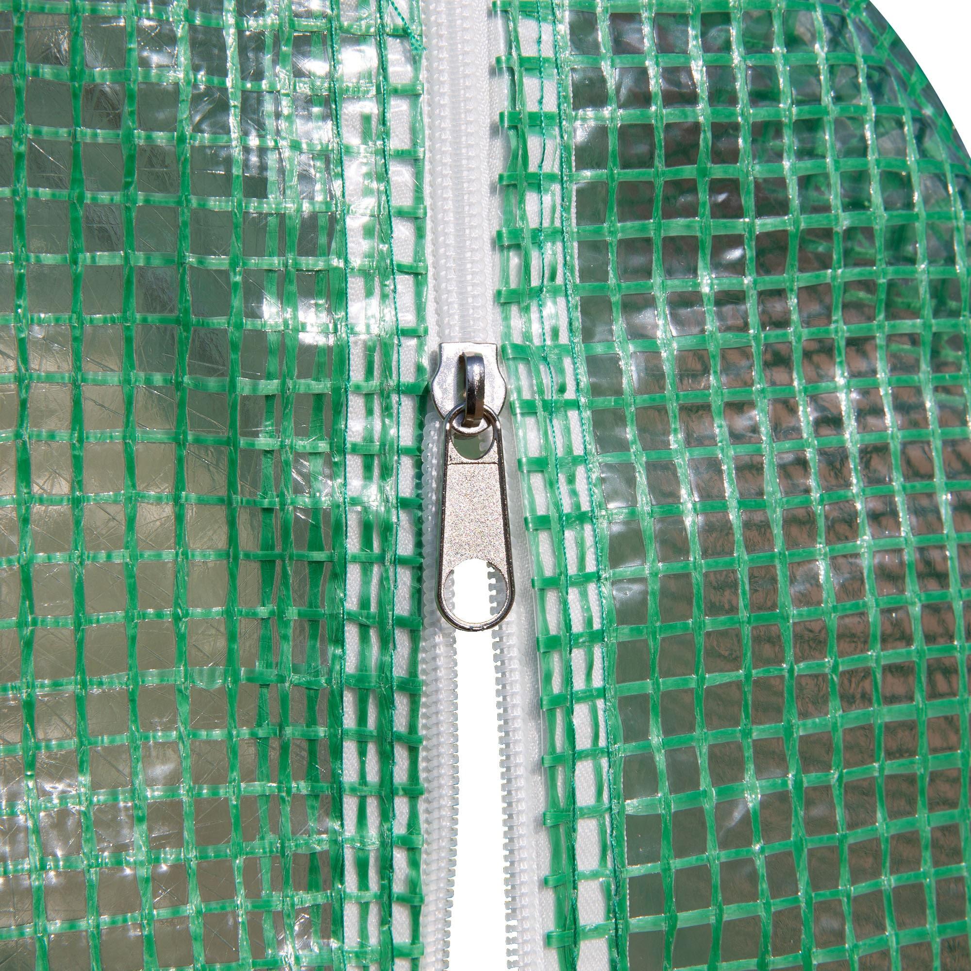 Outsunny 10' x 10' x 6.5' Walk-in Tunnel Hoop Greenhouse, Polyethylene PE Cover, Steel Frame, Roll-Up Zipper Door & Windows for Flowers, Vegetables