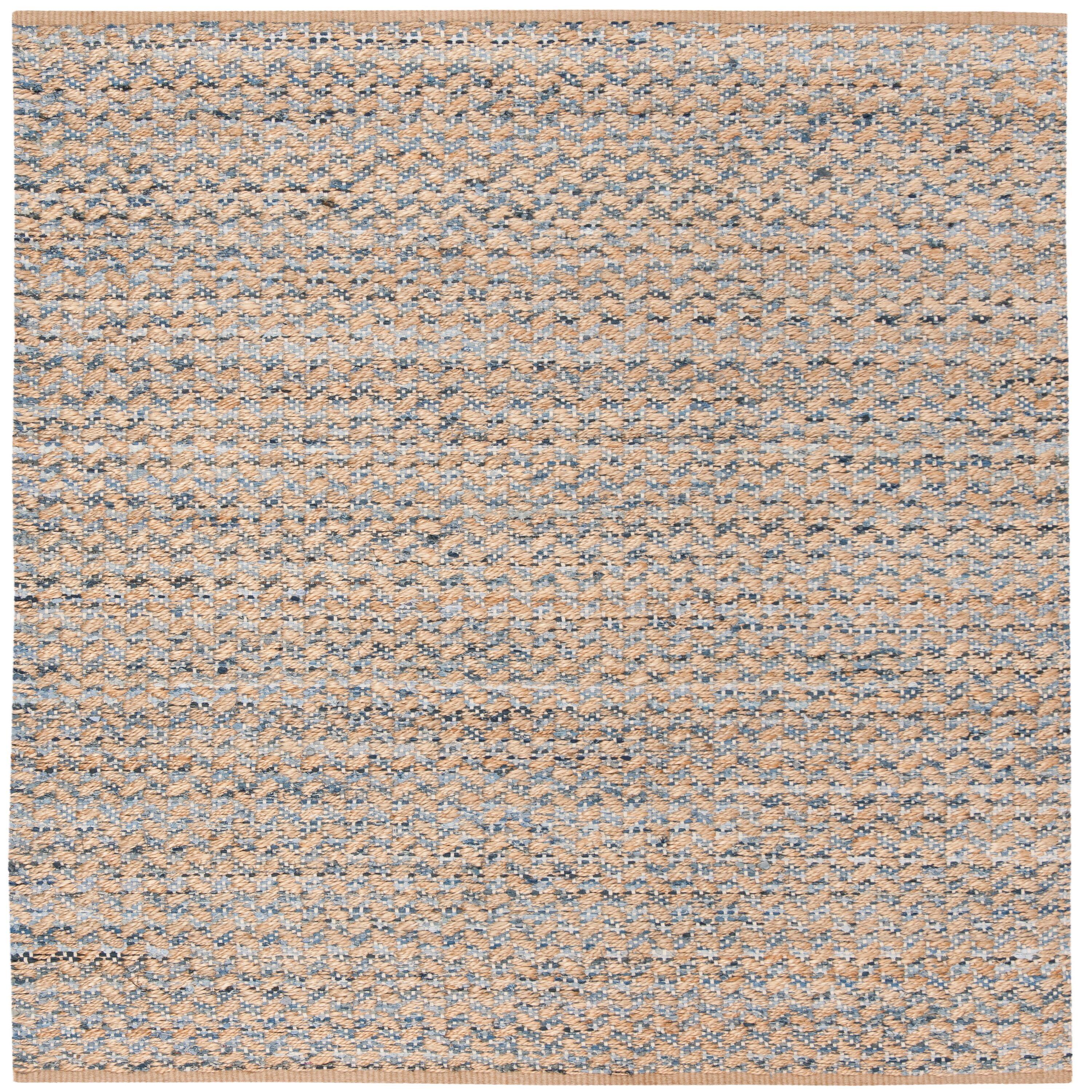 Reinheimer Hand Woven Jute/Chindi/Cotton Rug in Blue/Natural