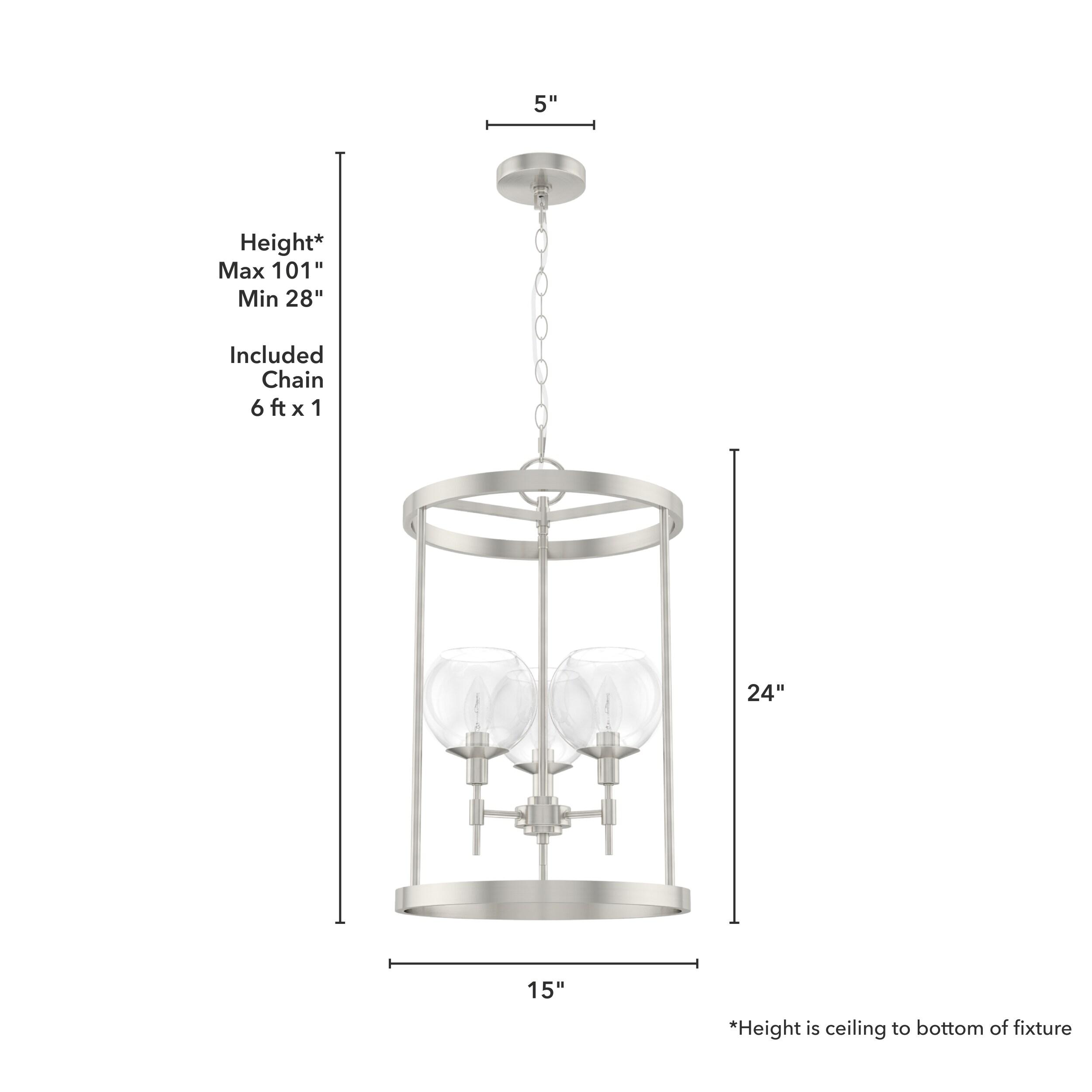 Hunter - Xidane 3-light Brushed Nickel, Medium Size Pendant Light, Dimmable, Mid Century Modern Style, Cylinder Shaped, for Bedrooms, Kitchens, Dining, Living Rooms - 19750