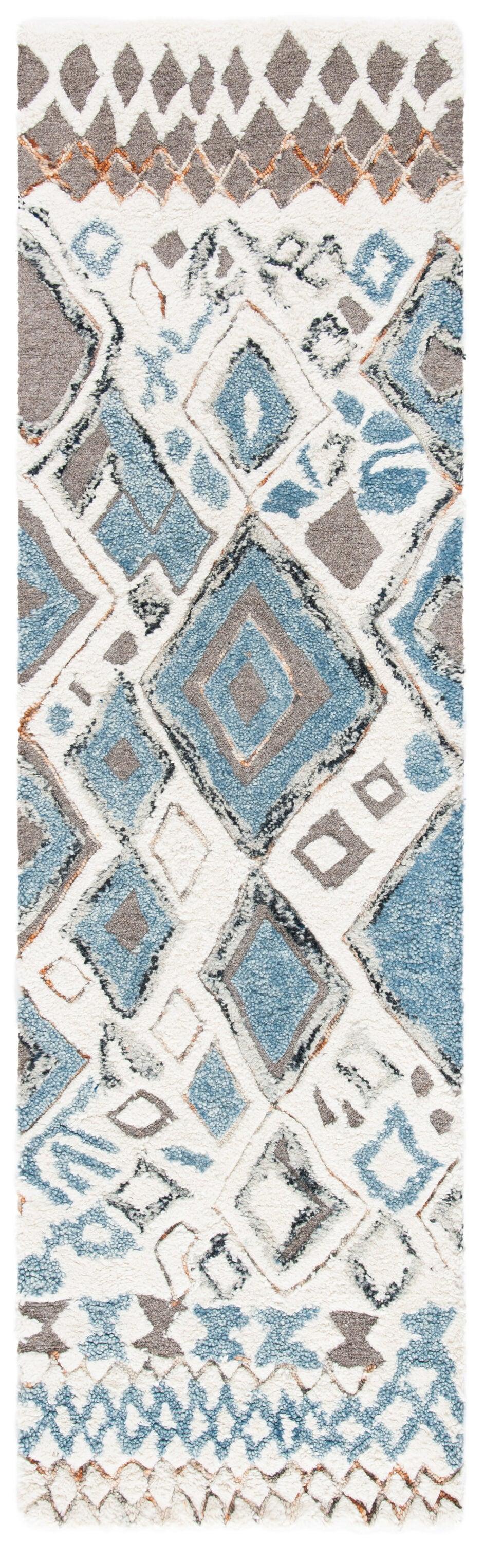 Casablanca Shag CSB618 Hand Tufted Indoor Runner Rug - Beige/Navy - 2'3"x8' - Safavieh