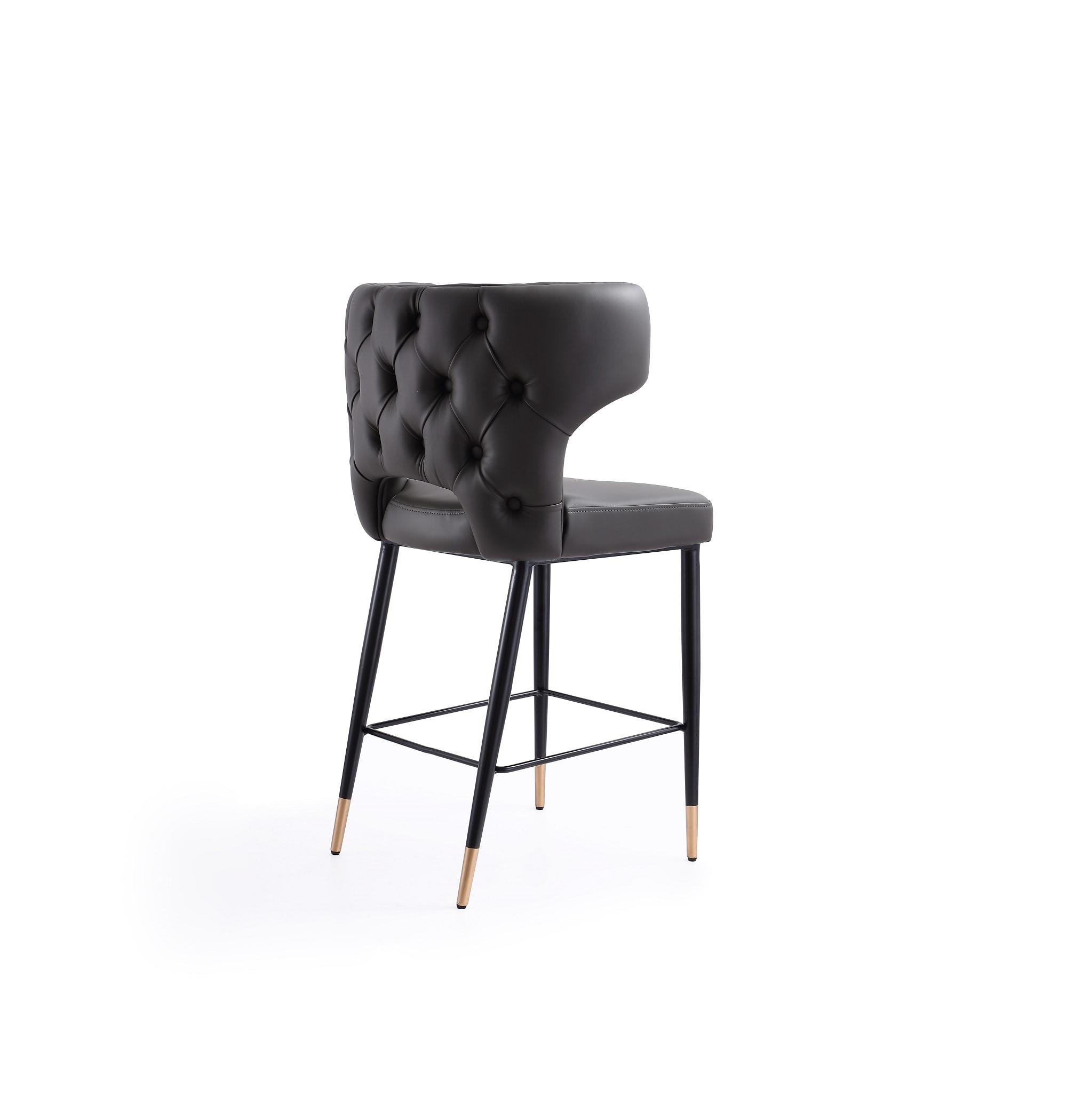 Holguin Upholstered Counter Height Barstool Gray - Manhattan Comfort: Faux Leather, Wood Legs, No Assembly Required