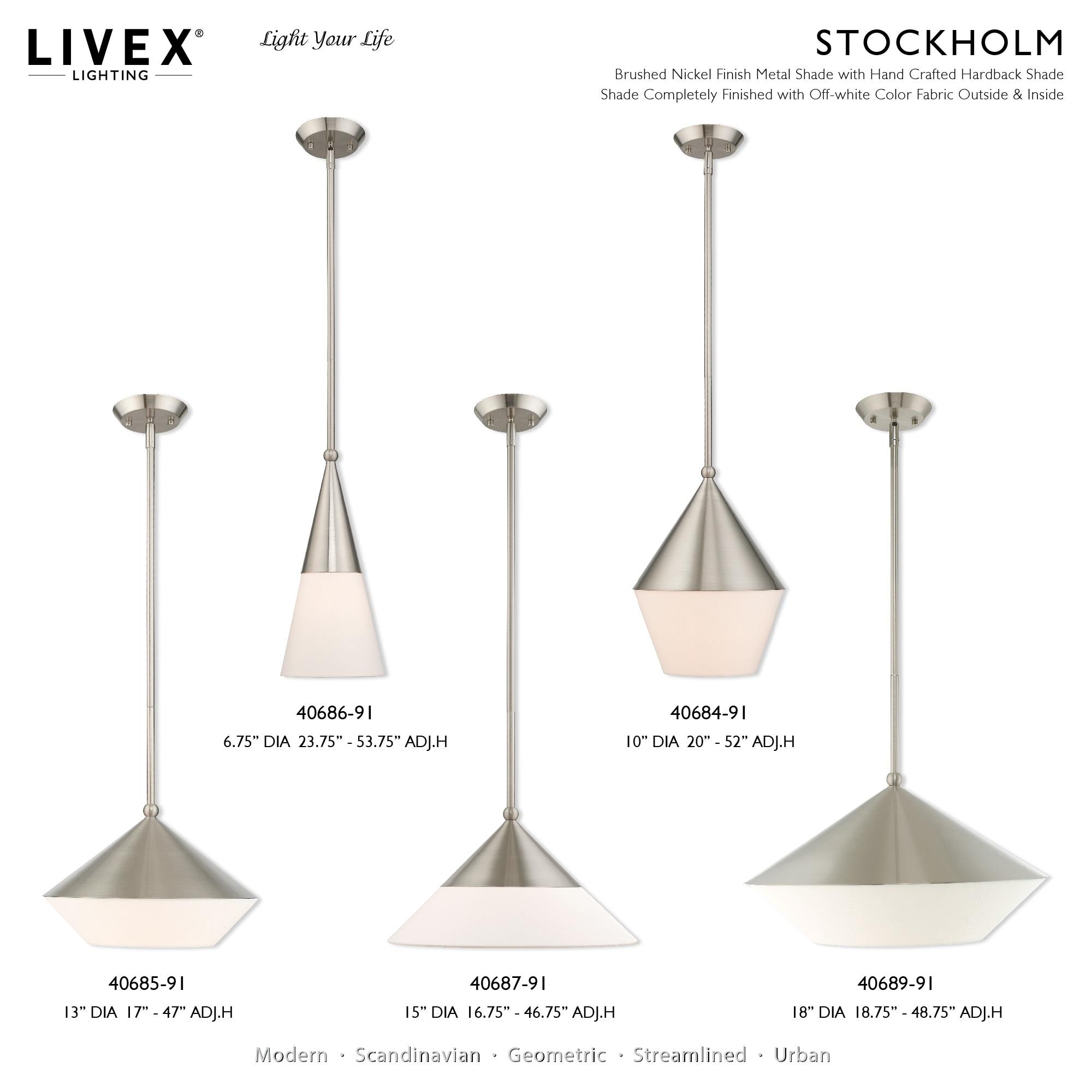 Livex Lighting Stockholm 1 - Light Pendant in  Brushed Nickel