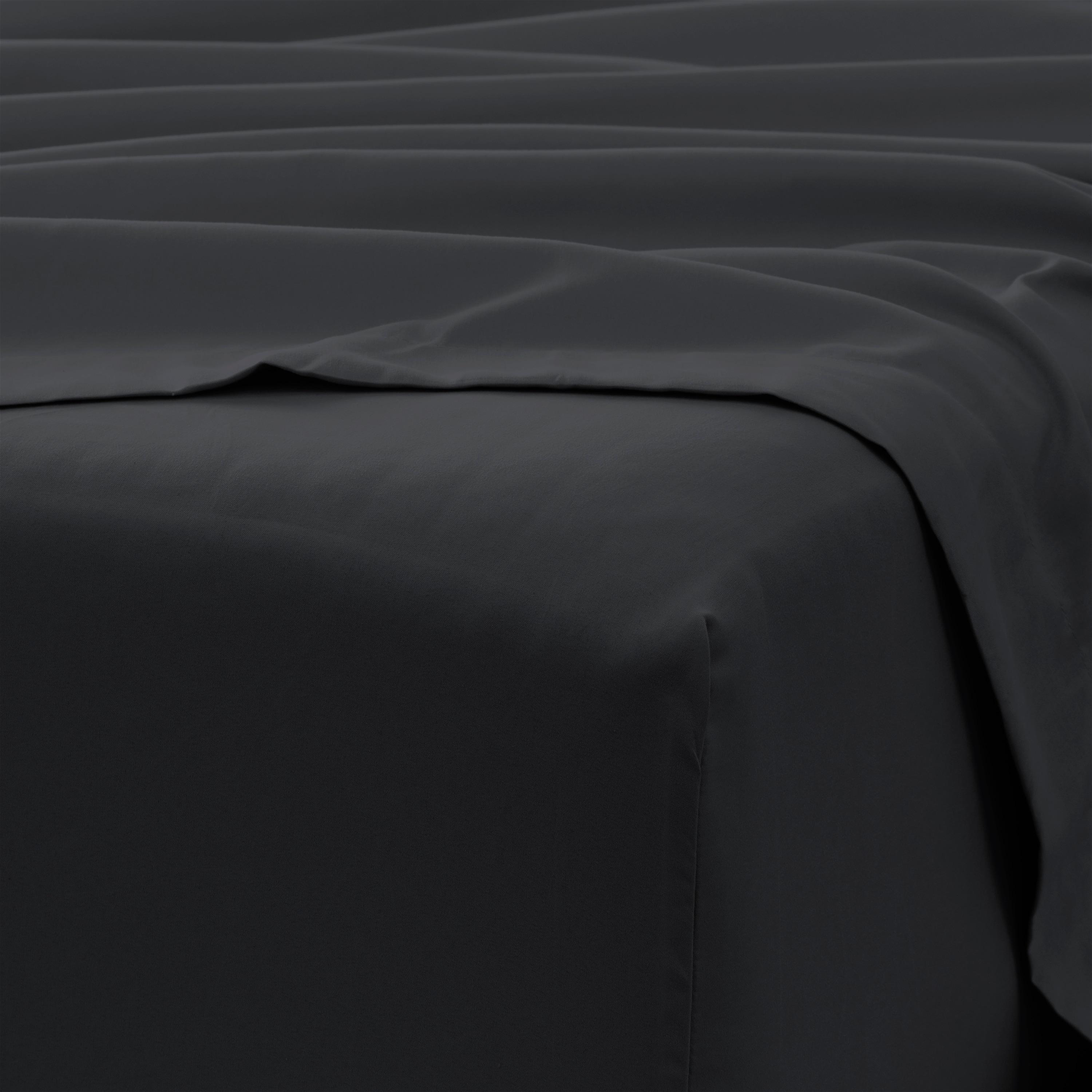 Black Solid Microfiber Queen Deep Pocket Sheet Set