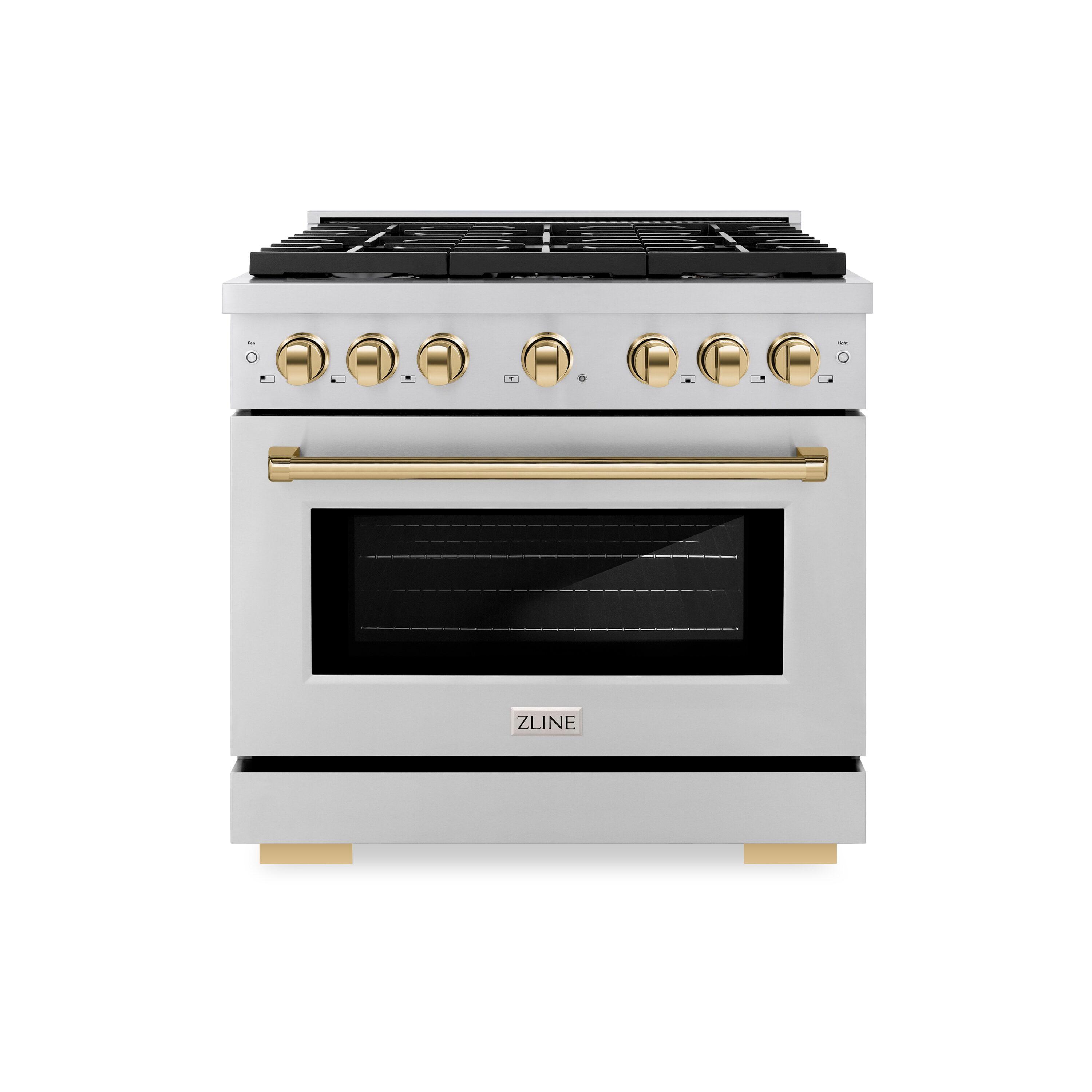 ZLINE Autograph Edition 36" Paramount Gas Range w/ 6 Burners & Polished Gold Accents