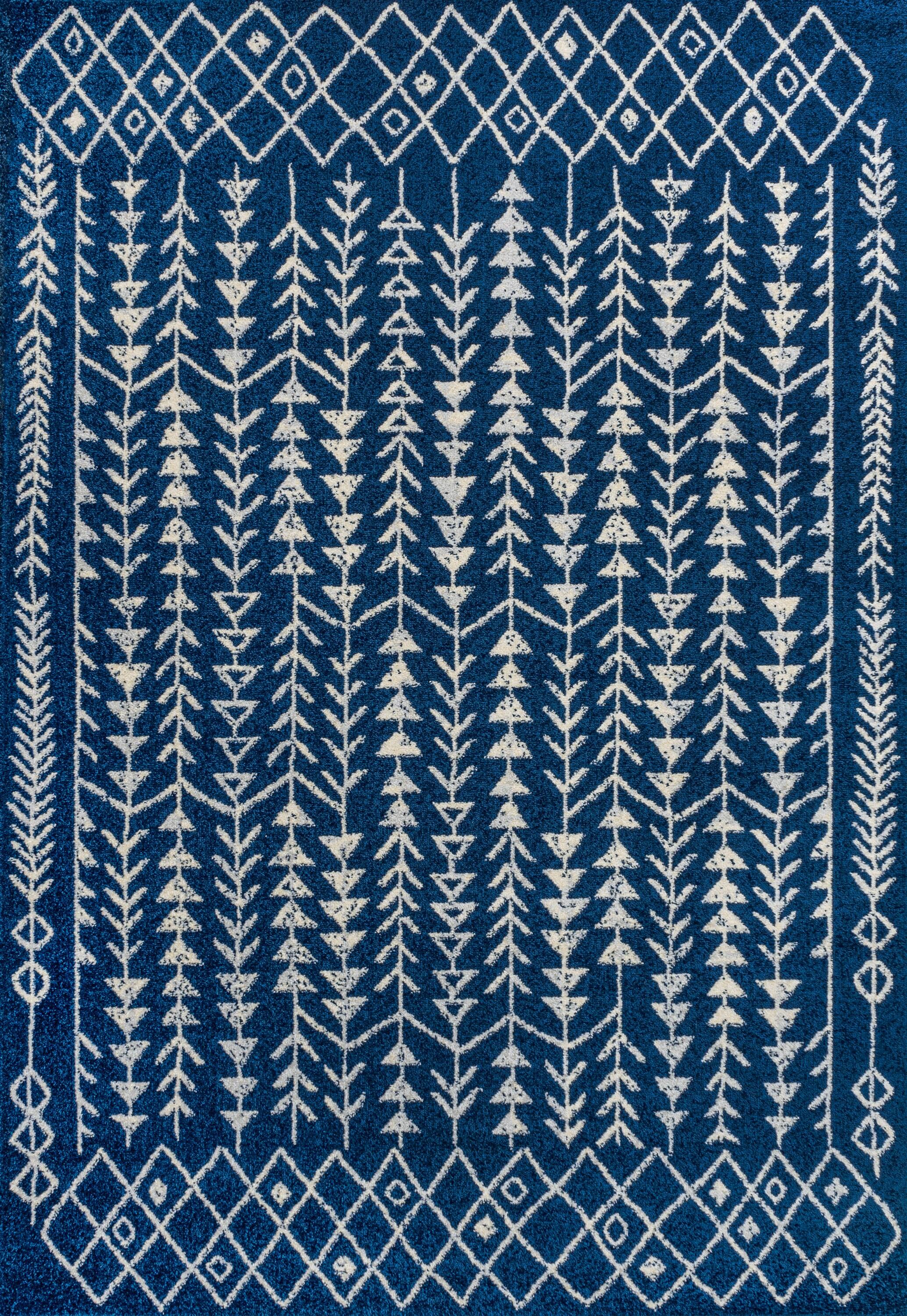 JONATHAN Y Ziri Moroccan Geometric Navy/Cream 3 ft. x 5 ft. Area Rug