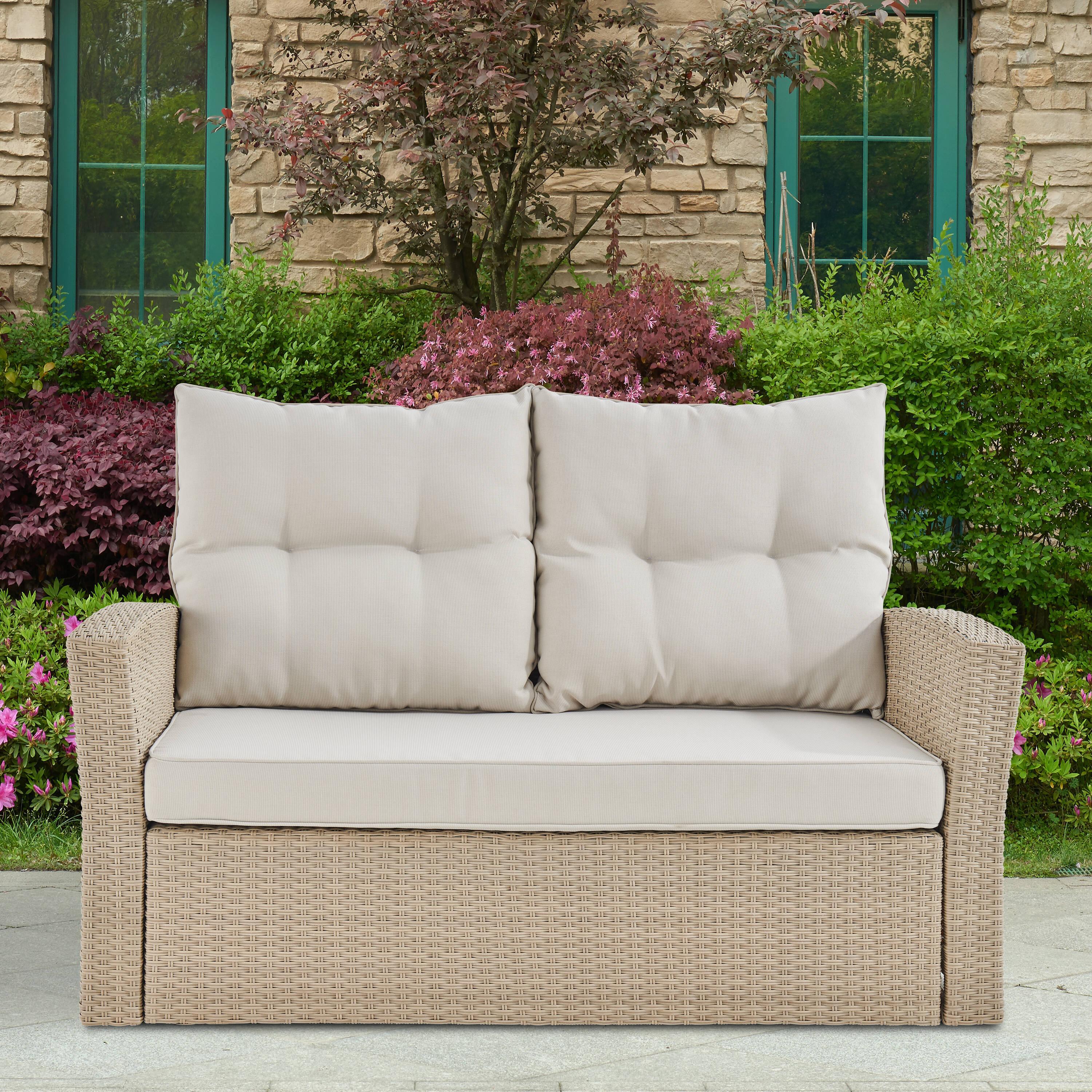 Alaterre Canaan Cushion Resin Wicker Outdoor Loveseat - Brown