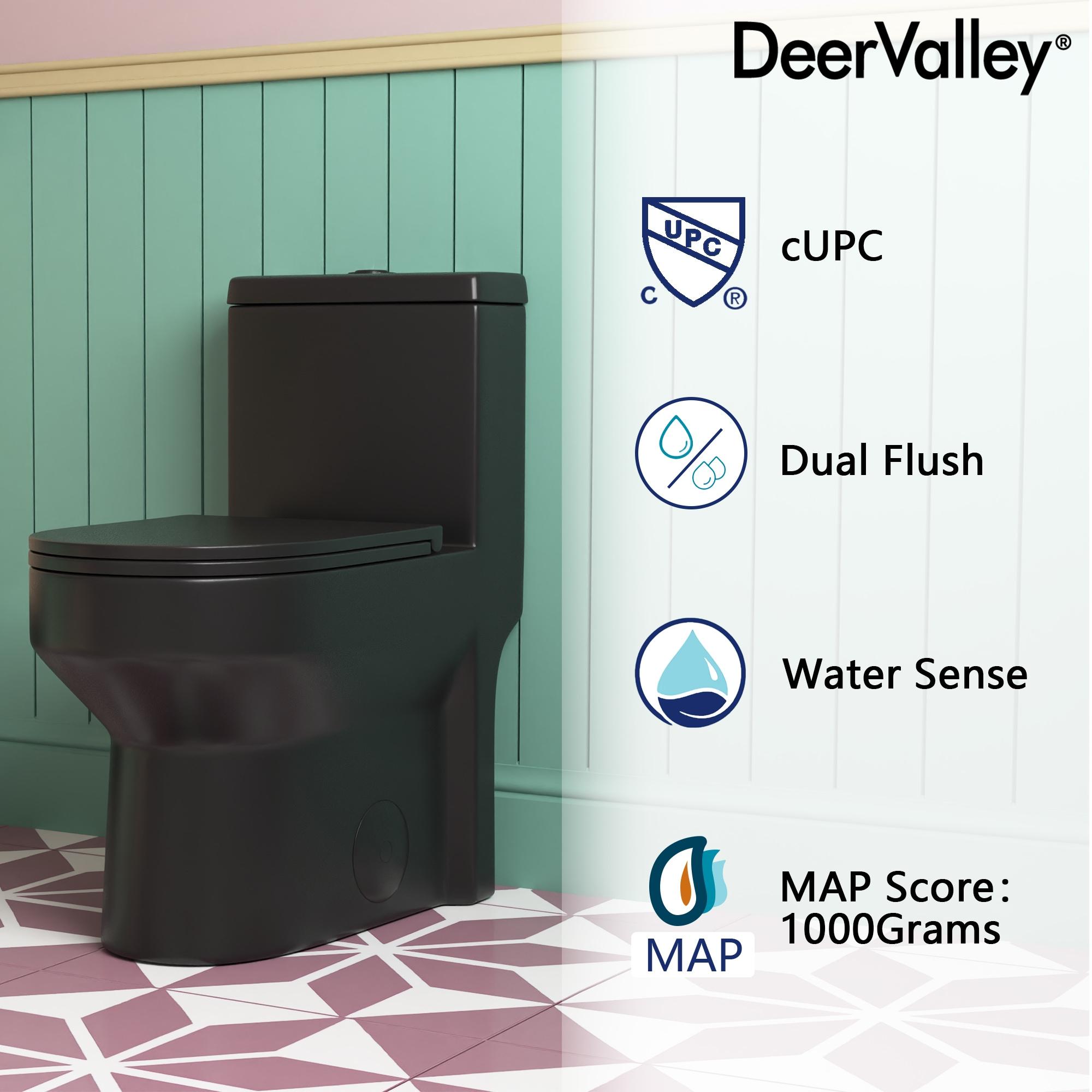 DeerValley Liberty Compact Toilets One-Piece Toilet With High-Efficiency Flush Round Toilet for Space-Saving Floor Mounted (Seat Included)