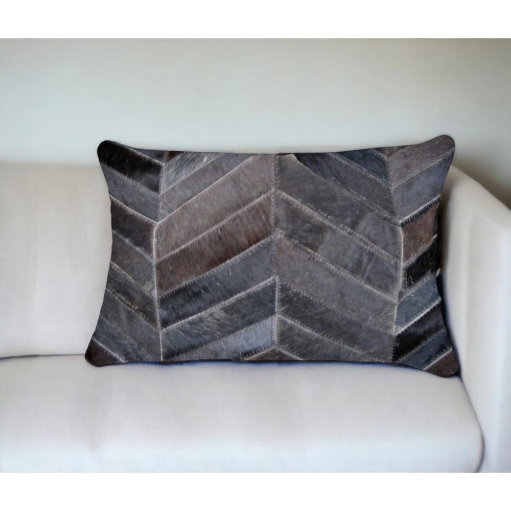 12" x 20" Chevron Cowhide Throw Pillow