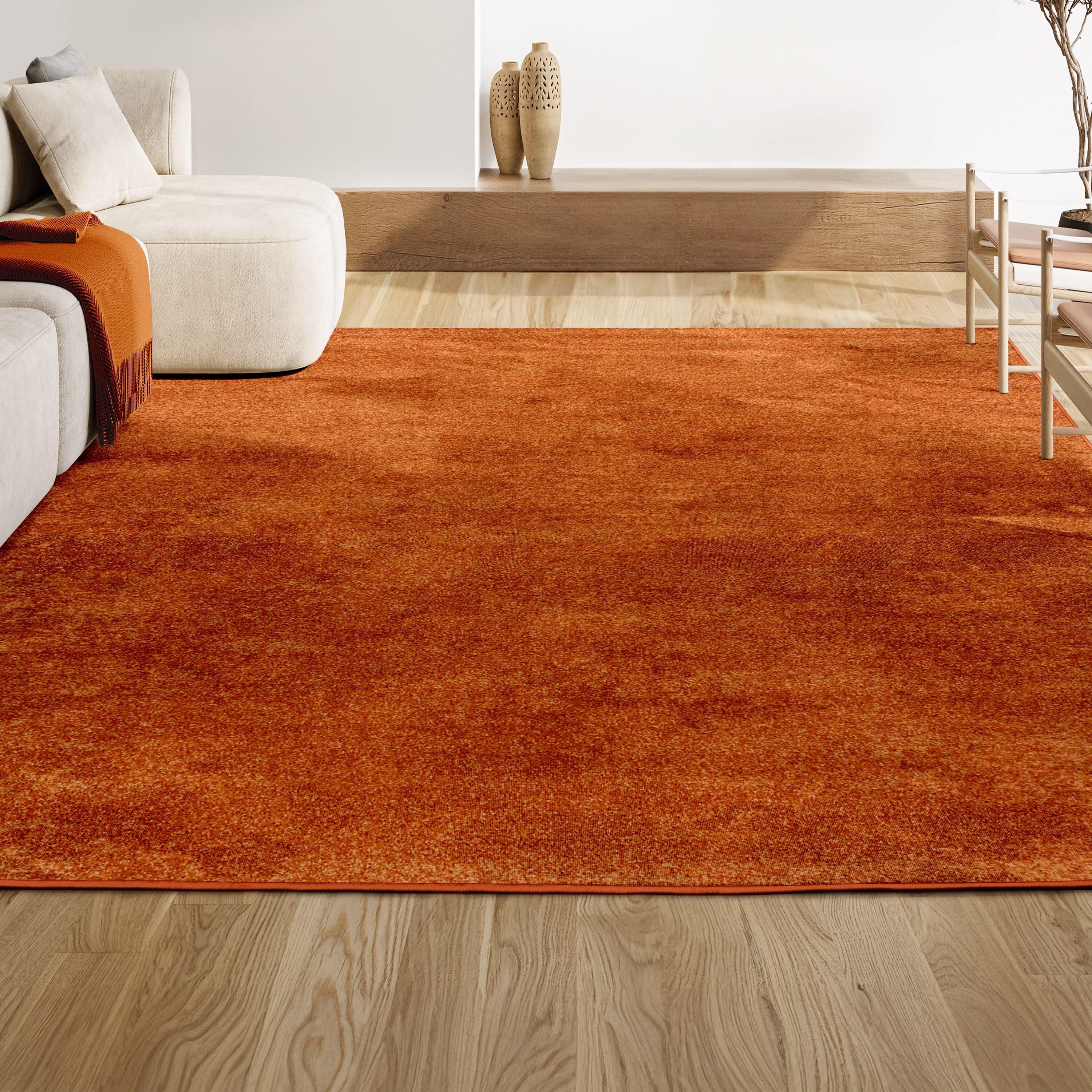 JONATHAN Y Haze Solid Low-Pile Orange 5' Square Area Rug