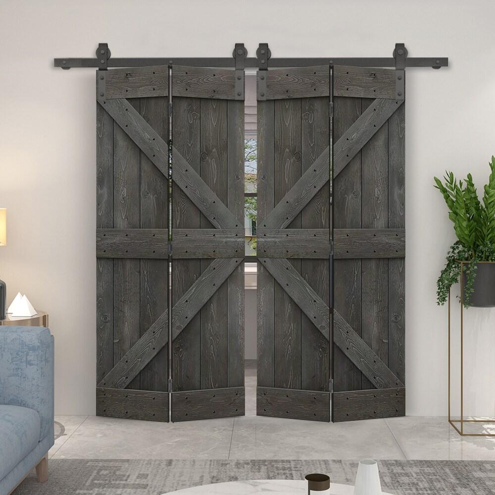 Calhome 84'' Solid Wood Barn Doors Painted without Installation Hardware Kit Barn Door